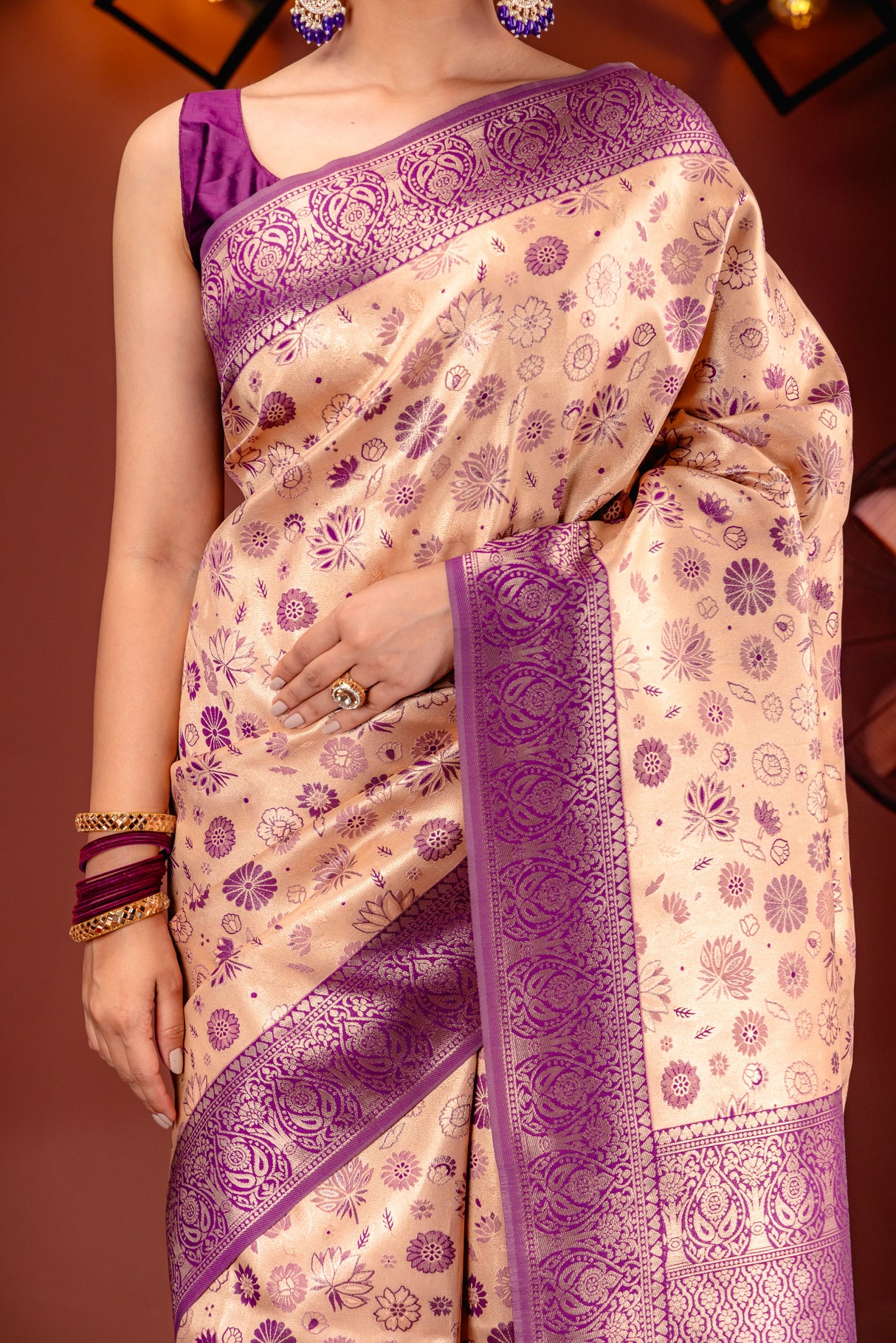 Mimosa Women's Woven Design Kanjivaram Style Art Silk Saree With Blouse Piece : SA00001591PCFREE