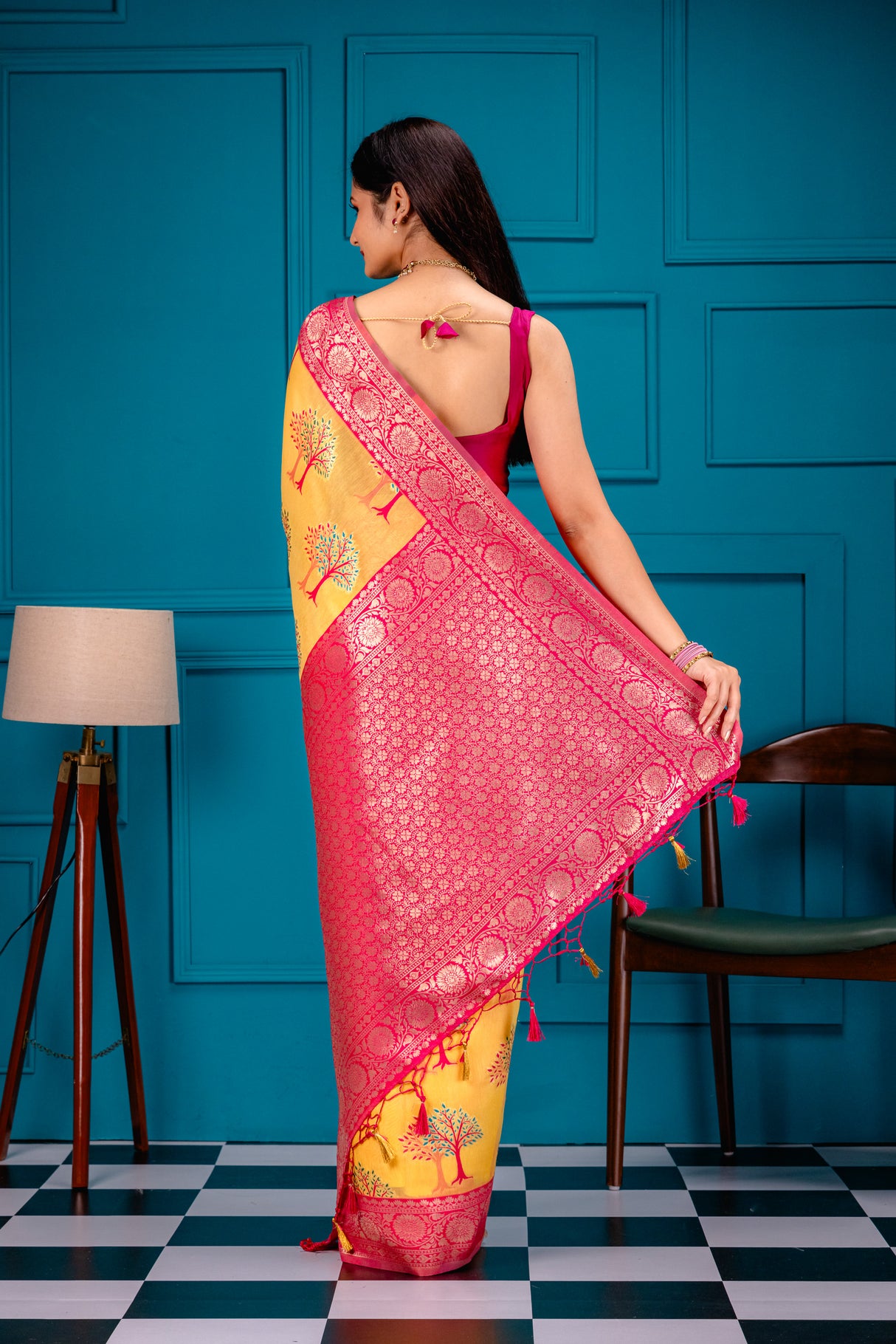 Mimosa Women's Woven Design Banarasi Style Art Silk Saree With Blouse Piece : SA00001580GDFREE