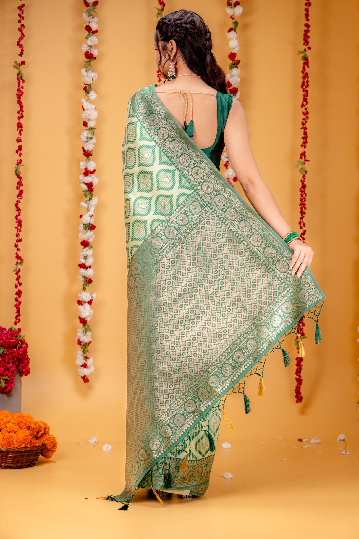 Mimosa Women's Woven Design Banarasi Style Art Silk Saree With Blouse Piece : SA00001588PSFREE