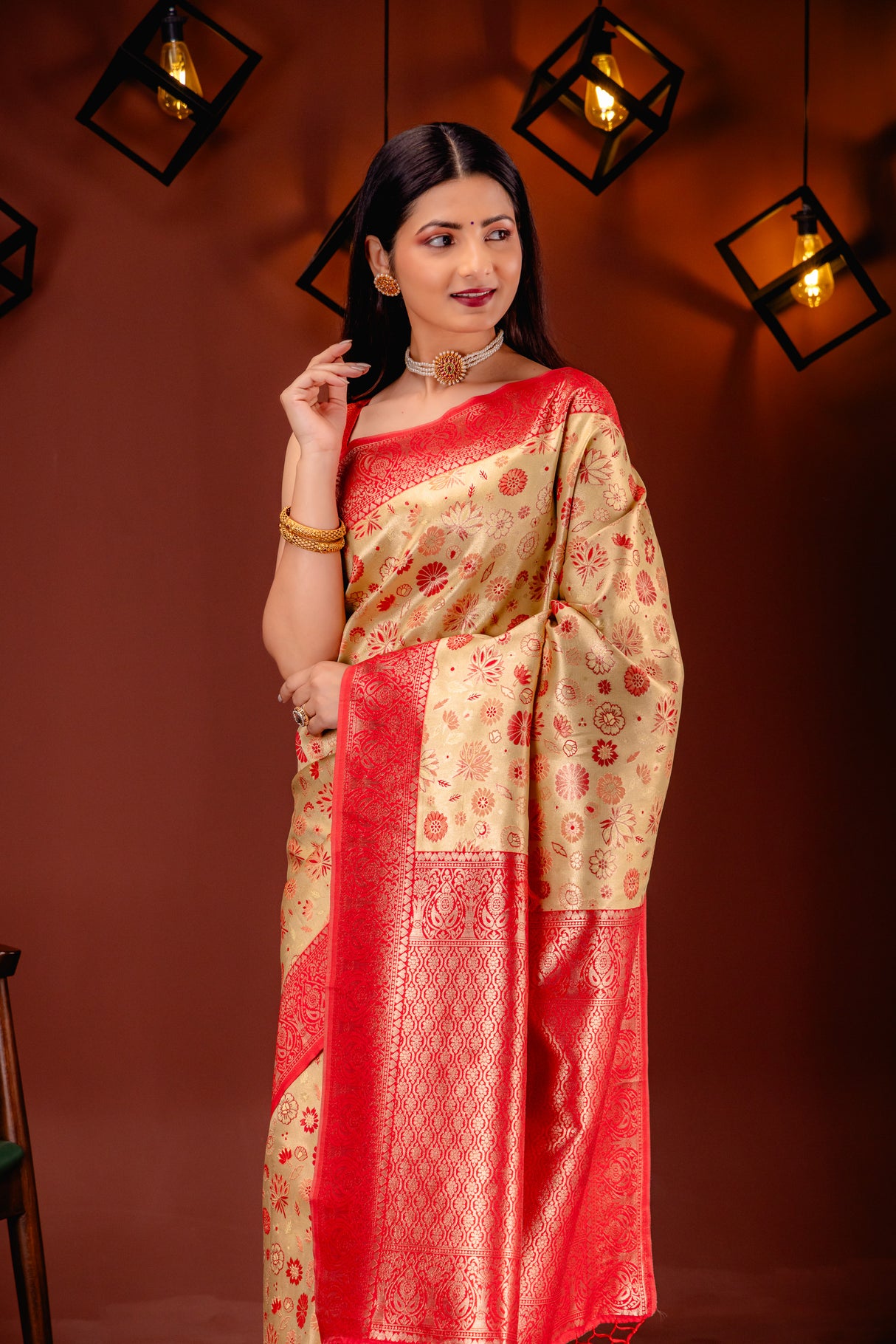 Mimosa Women's Woven Design Kanjivaram Style Art Silk Saree With Blouse Piece : SA00001591YLWFREE