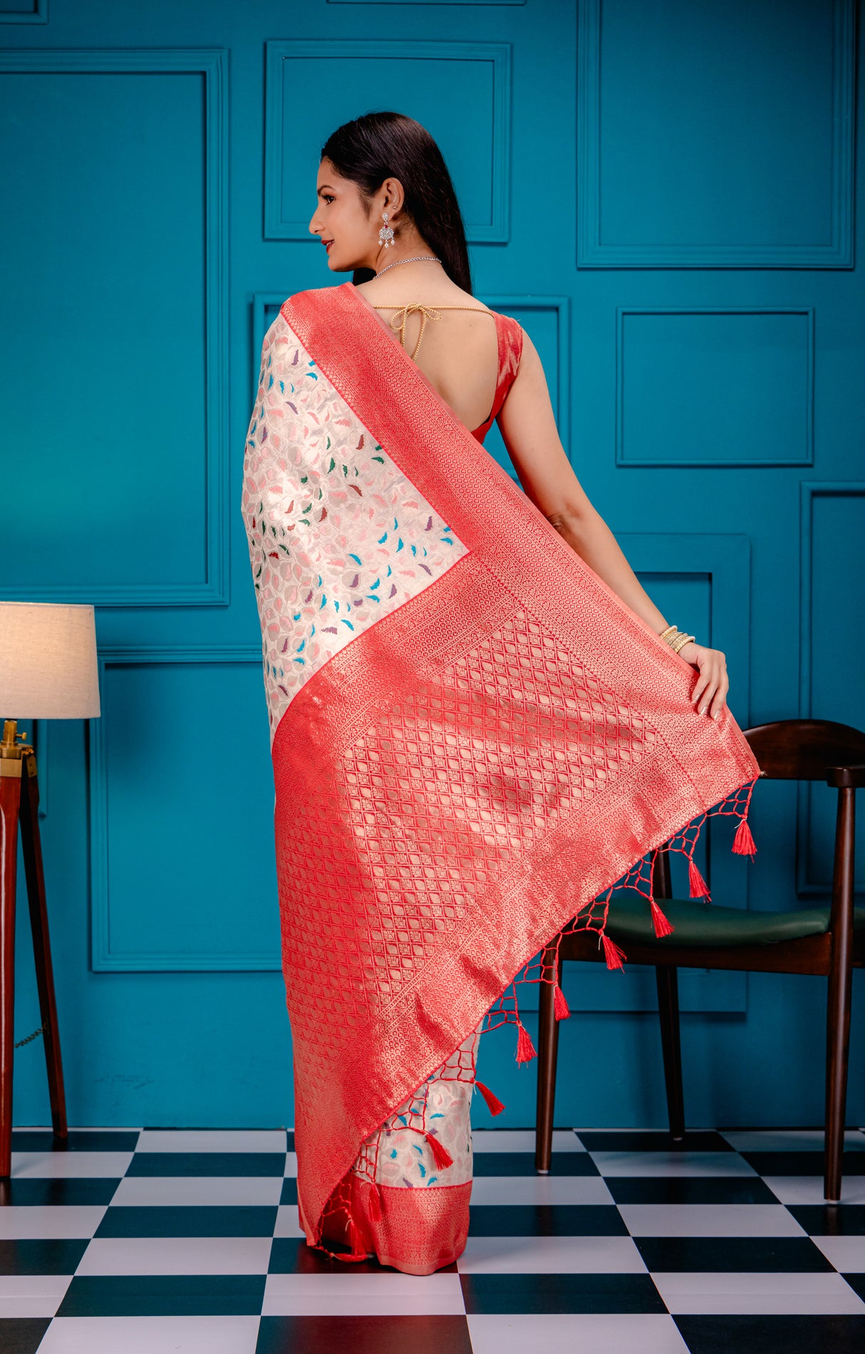 Mimosa Women's Woven Design Kanjivaram Style Art Silk Saree With Blouse Piece : SA00001596OFWFREE