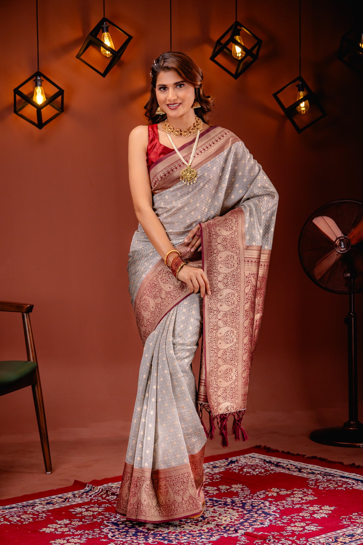 Mimosa Women's Woven Design Kanjivaram Style Art Silk Saree With Blouse Piece : SA00001612BEGFREE