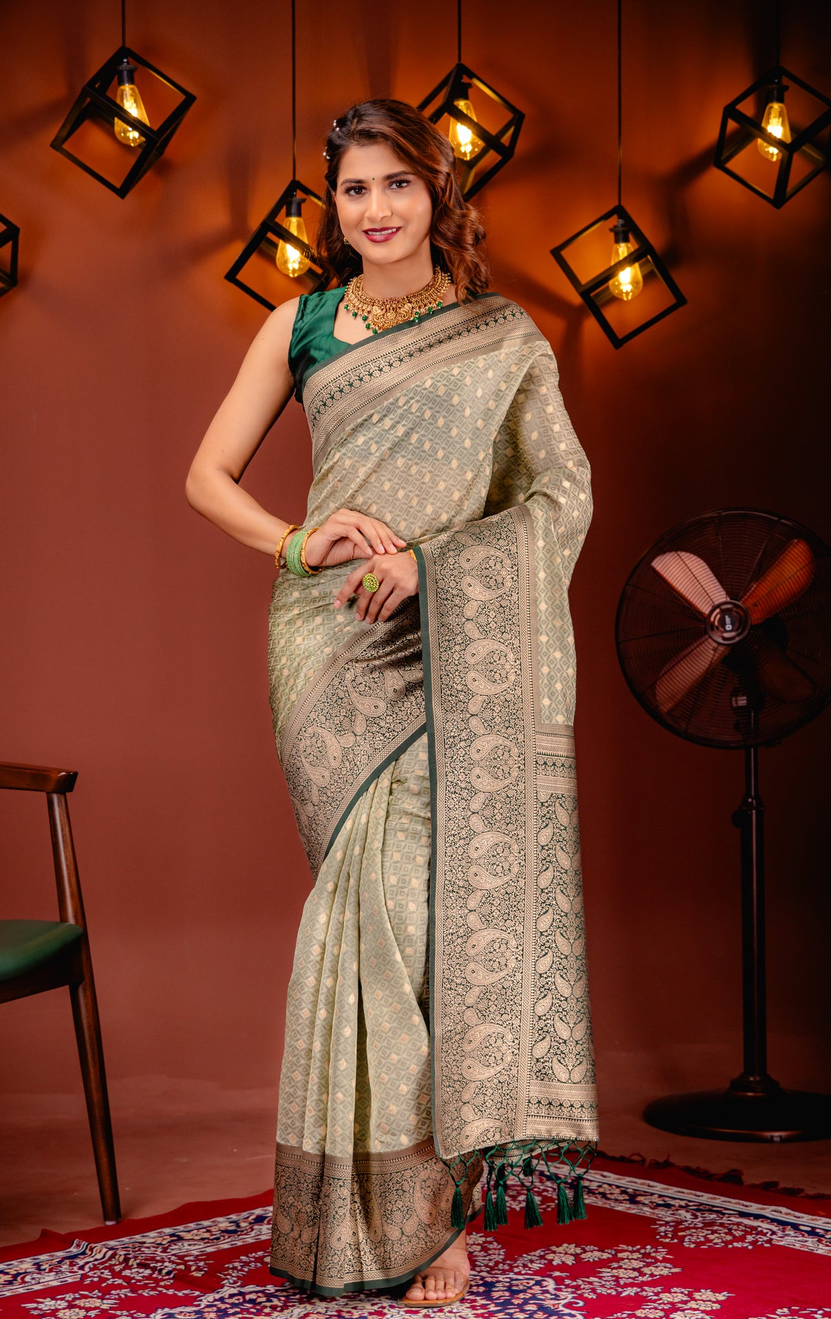 Mimosa Women's Woven Design Kanjivaram Style Art Silk Saree With Blouse Piece : SA00001612PSFREE