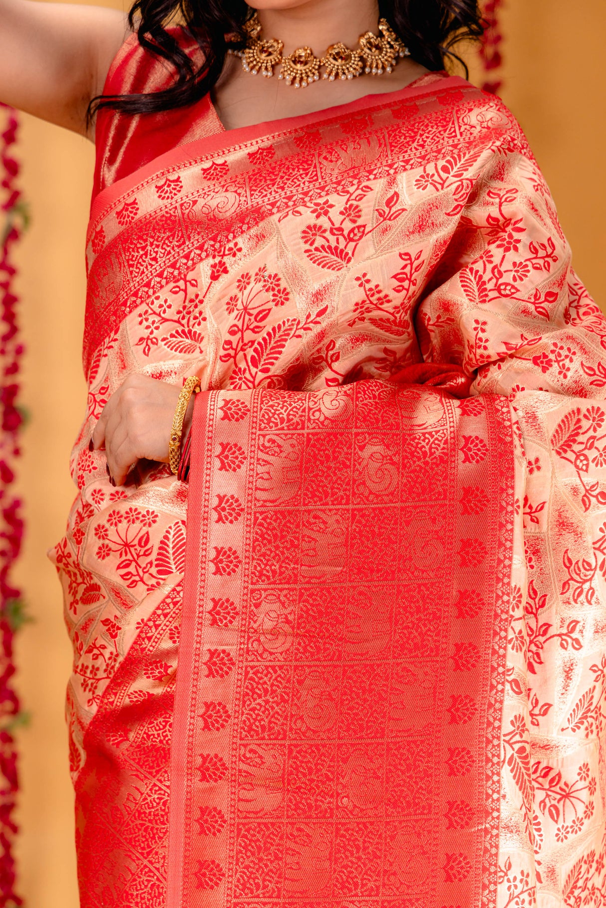 Mimosa Women's Woven Design Banarasi Style Art Silk Saree With Blouse Piece : SA00001582PCFREE