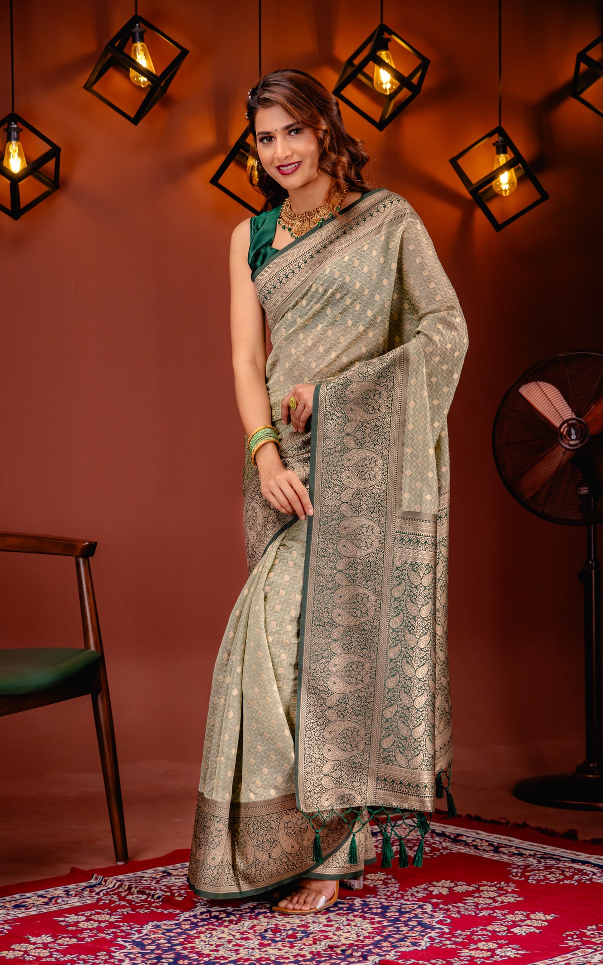 Mimosa Women's Woven Design Kanjivaram Style Art Silk Saree With Blouse Piece : SA00001612PSFREE