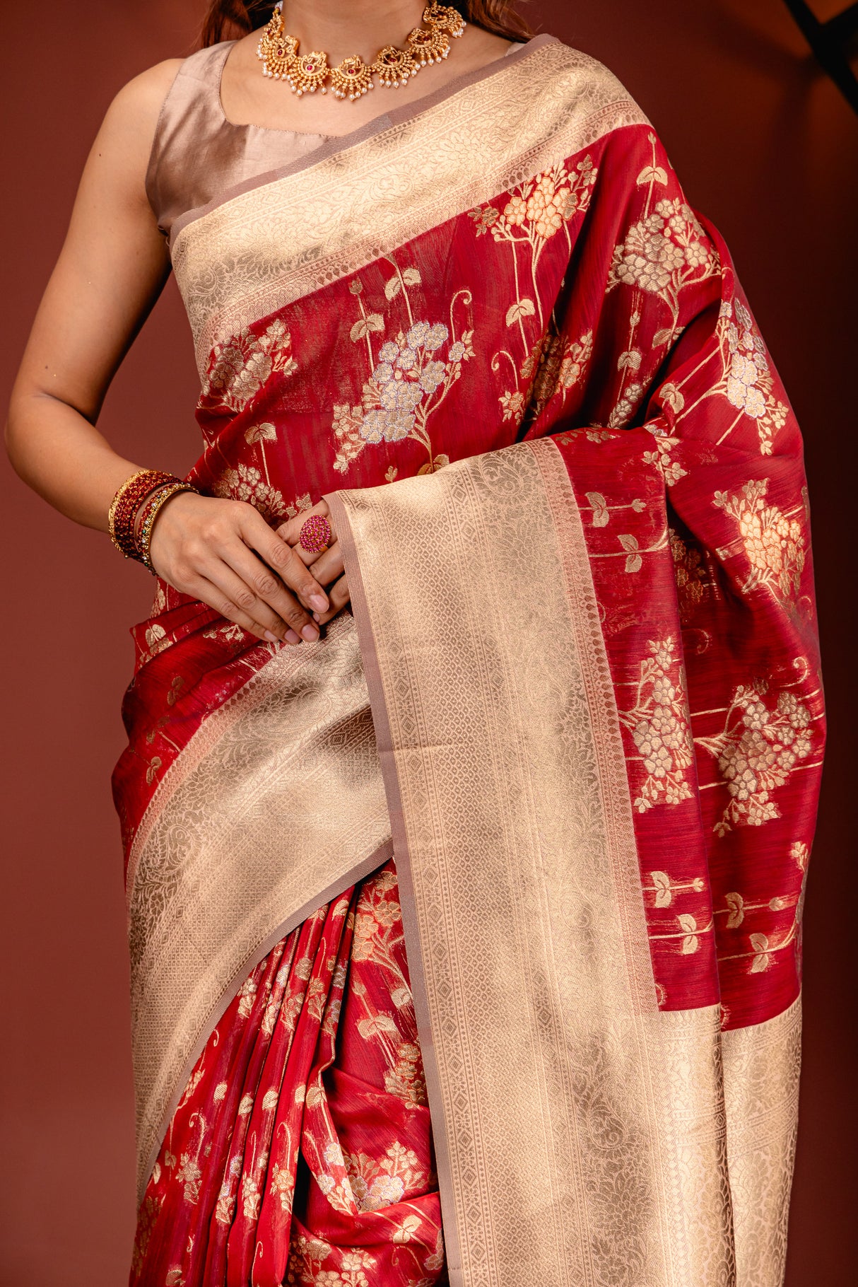 Mimosa Women's Woven Design Kanjivaram Style Art Silk Saree With Blouse Piece : SA00001736MRFREE