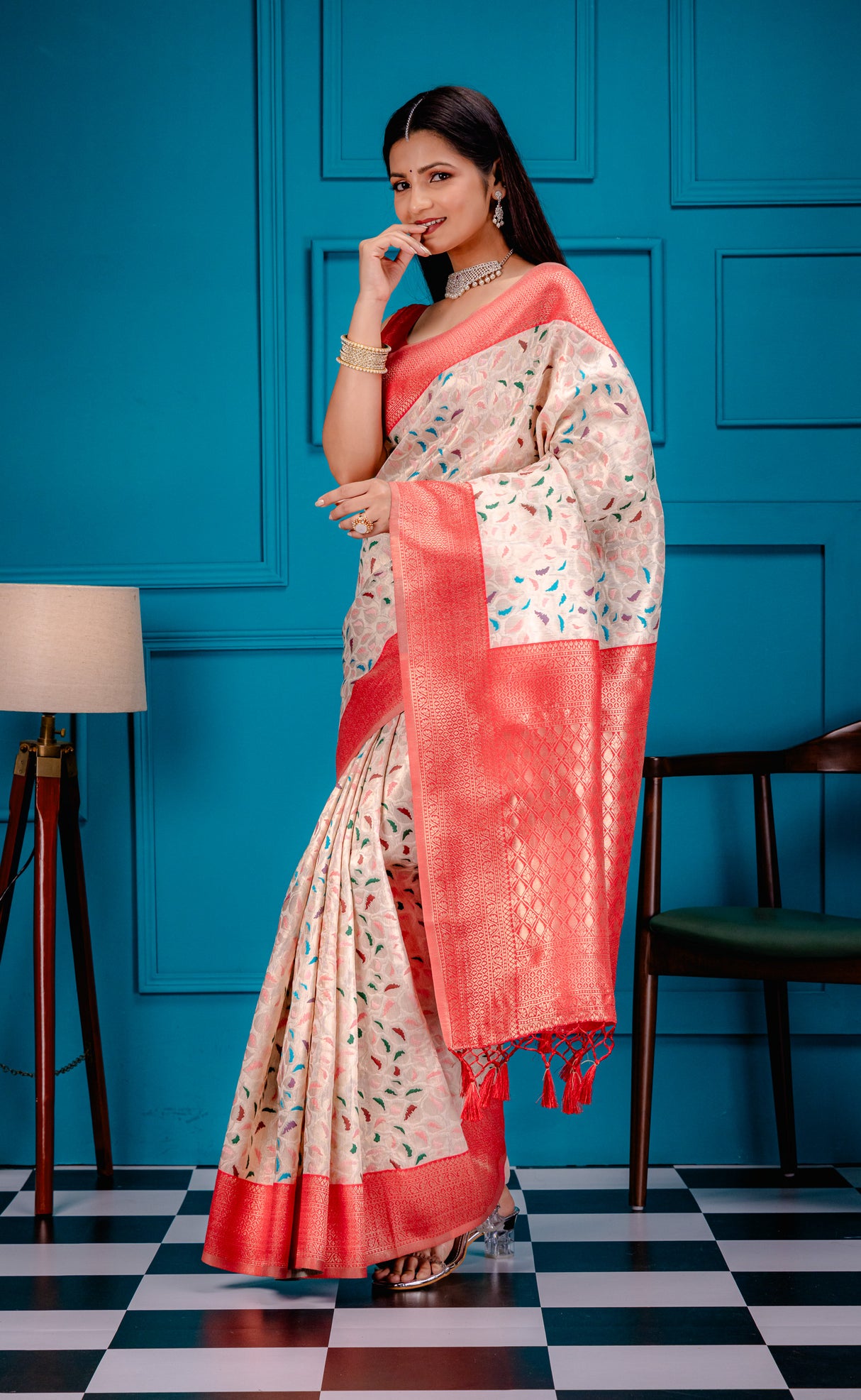 Mimosa Women's Woven Design Kanjivaram Style Art Silk Saree With Blouse Piece : SA00001596OFWFREE