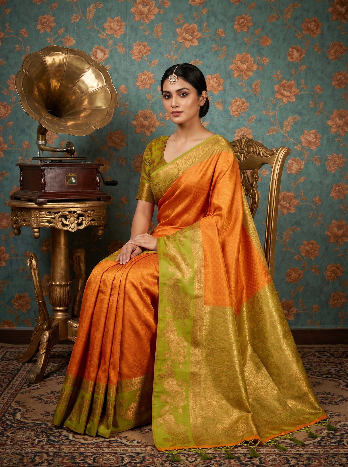 MIMOSA Gold Kanjivaram Art silk Saree β pose 8 styling detail