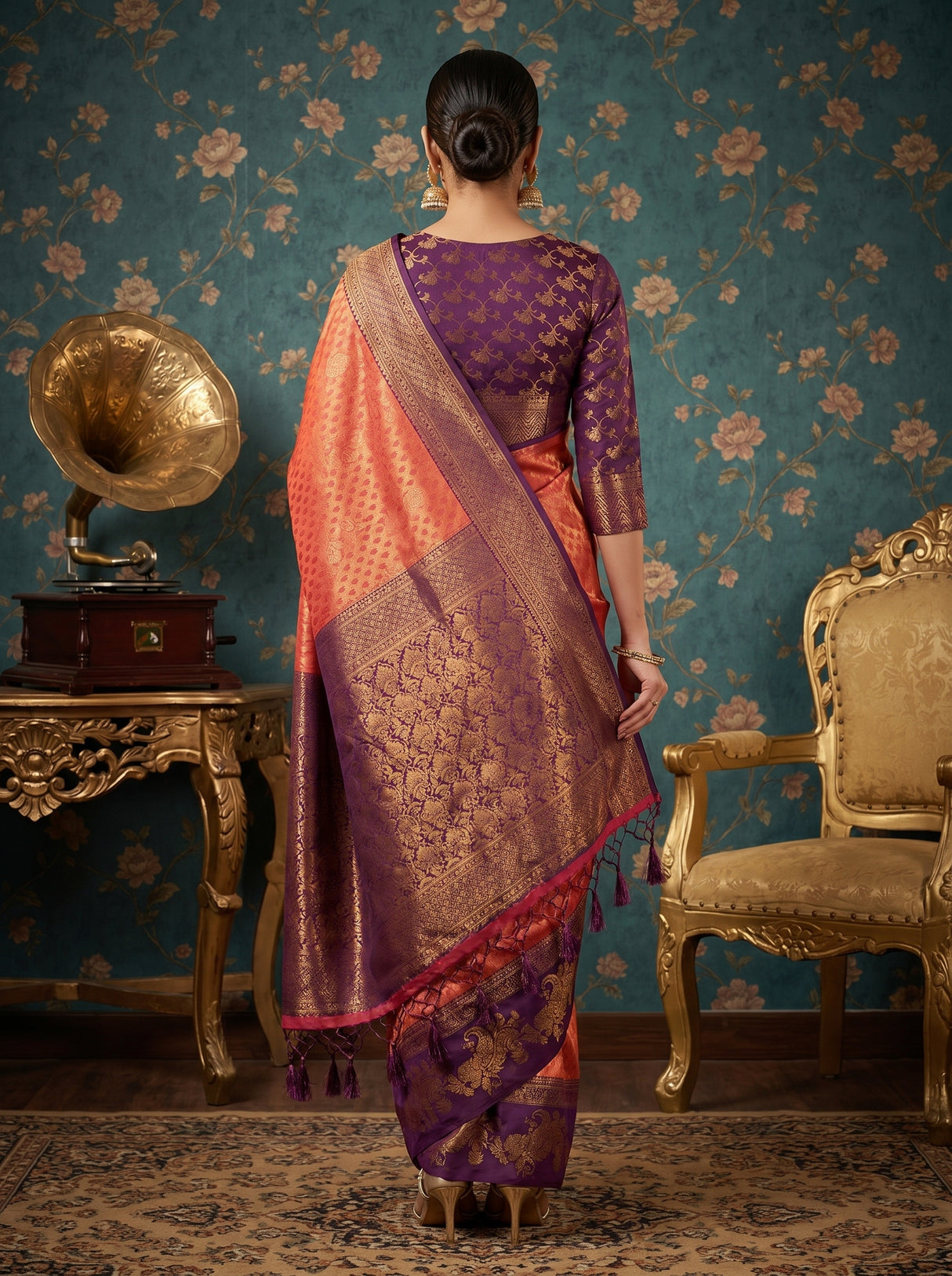 MIMOSA Maroon Kanjivaram Art silk Saree β blouse fabric detail
