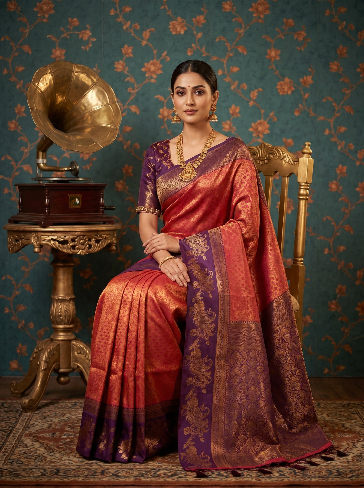 MIMOSA Maroon Kanjivaram Art silk Saree β pose 8 styling detail