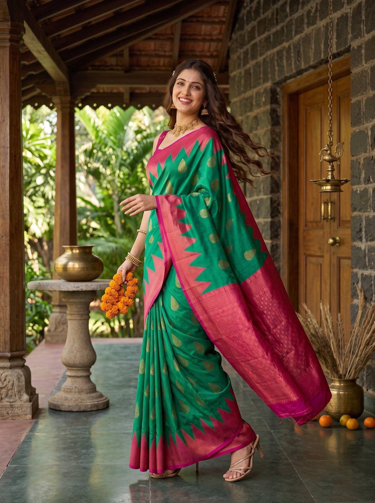 MIMOSA Green Saree Saree — pose 9 styling detail