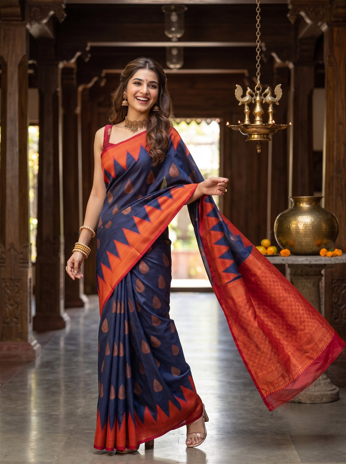 MIMOSA Navy Saree Saree — pose 5 styling detail