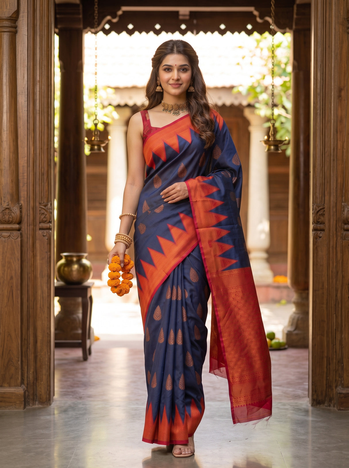 MIMOSA Navy Saree Saree — pose 6 styling detail