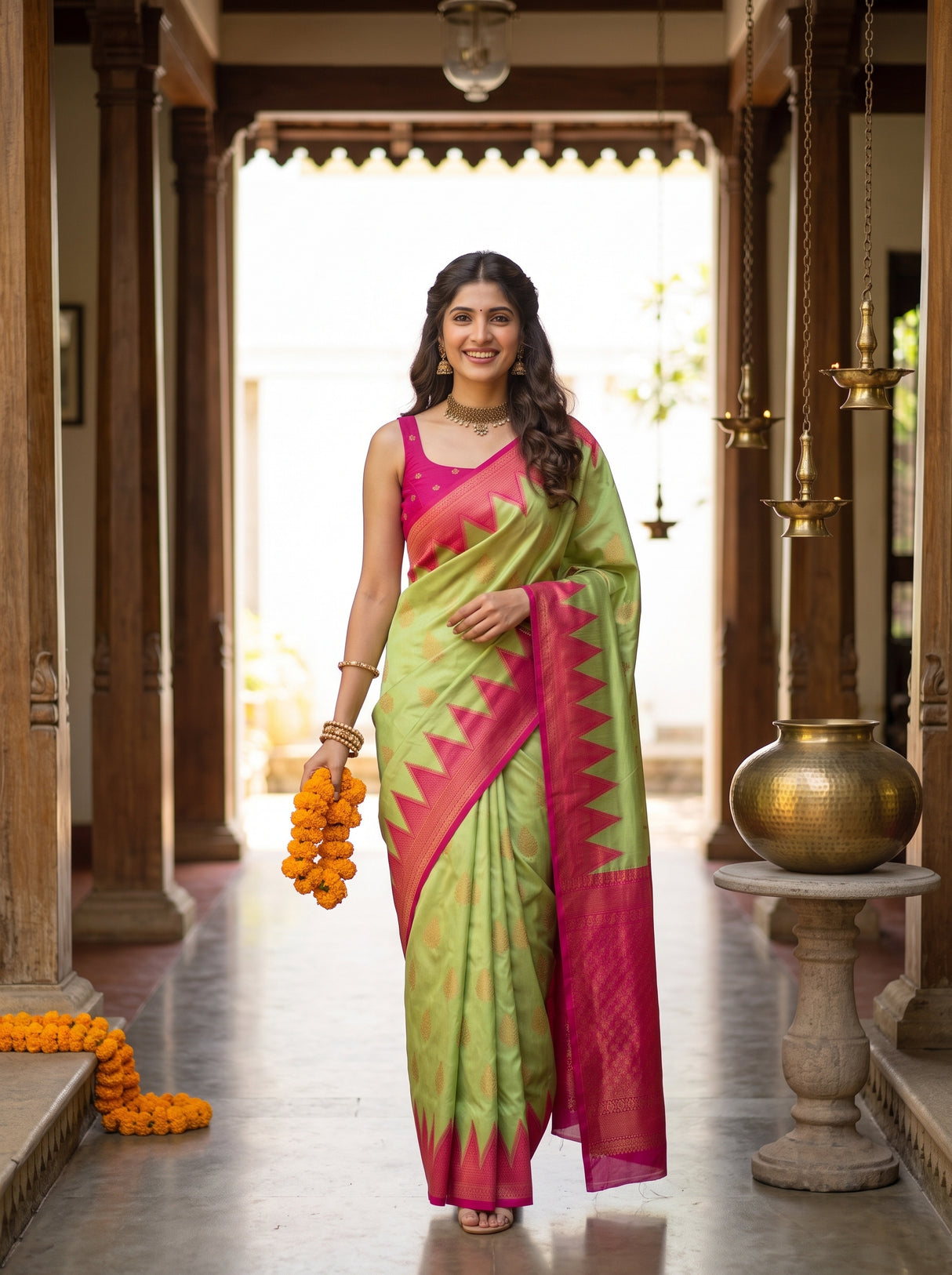 MIMOSA Pista Saree Saree — pose 6 styling detail