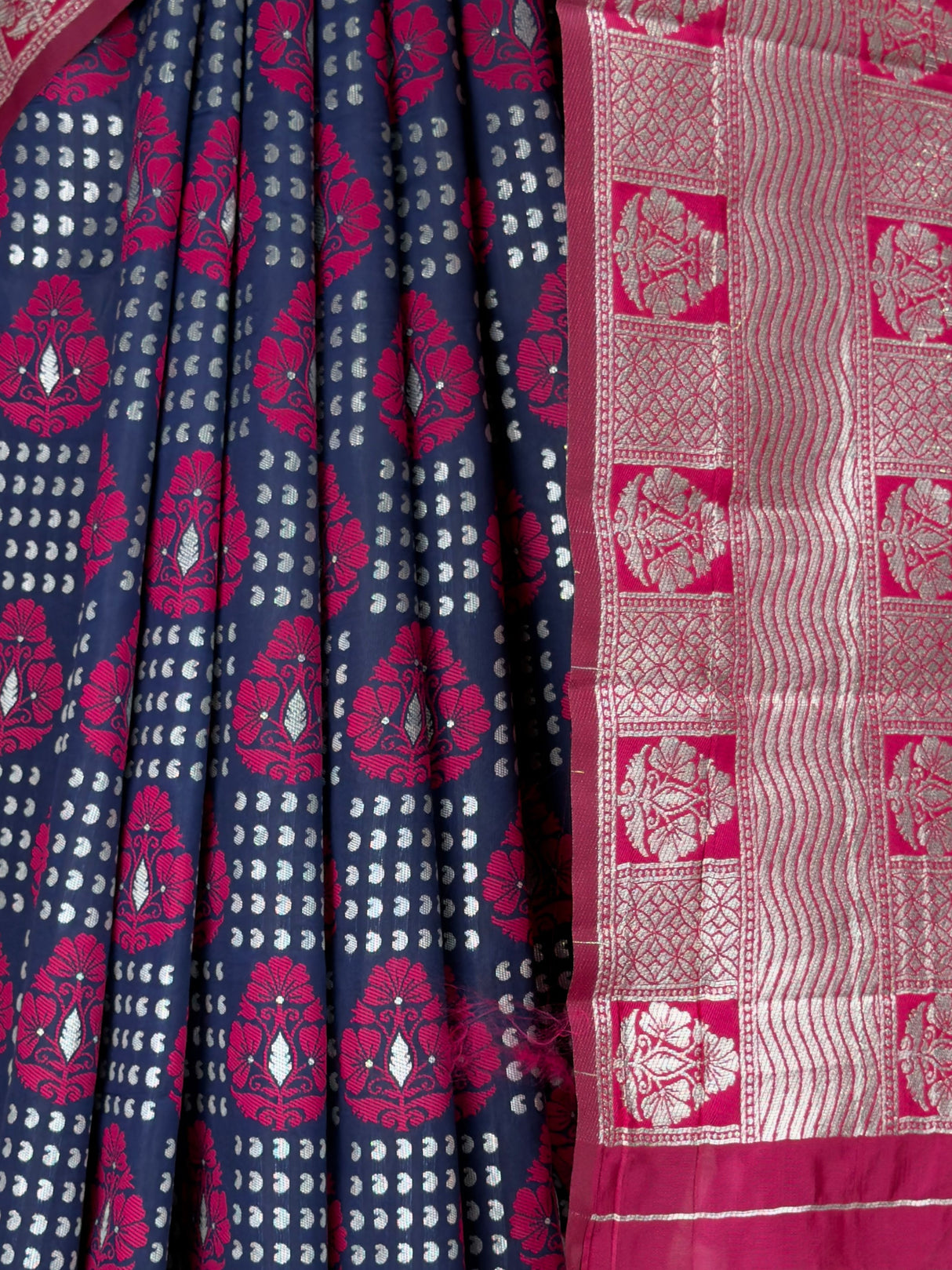 MIMOSA Navy Banarasi Art Silk Saree — fleets shot full lifestyle