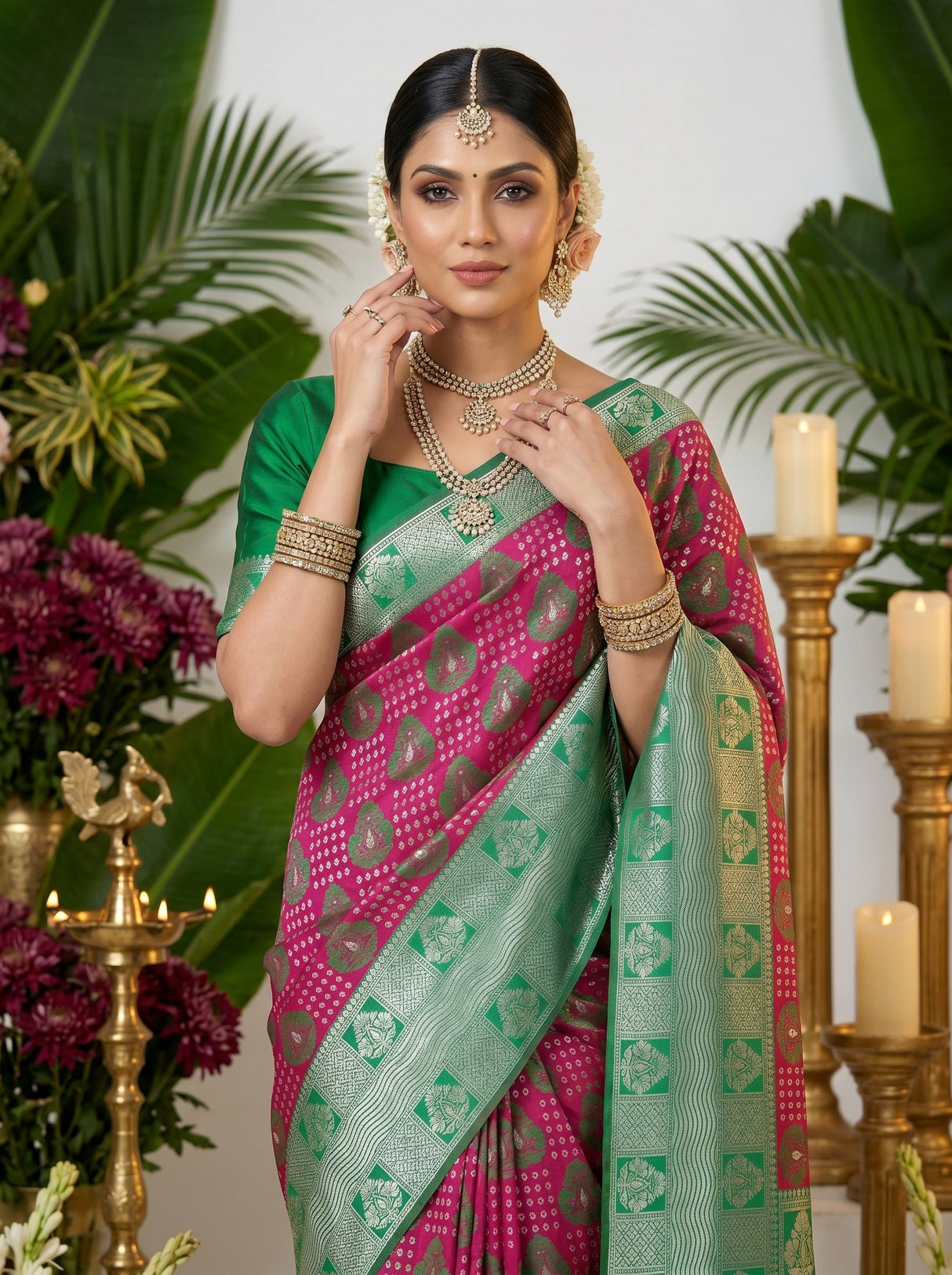 MIMOSA Rani Banarasi Art Silk Saree — pose 10 styling detail