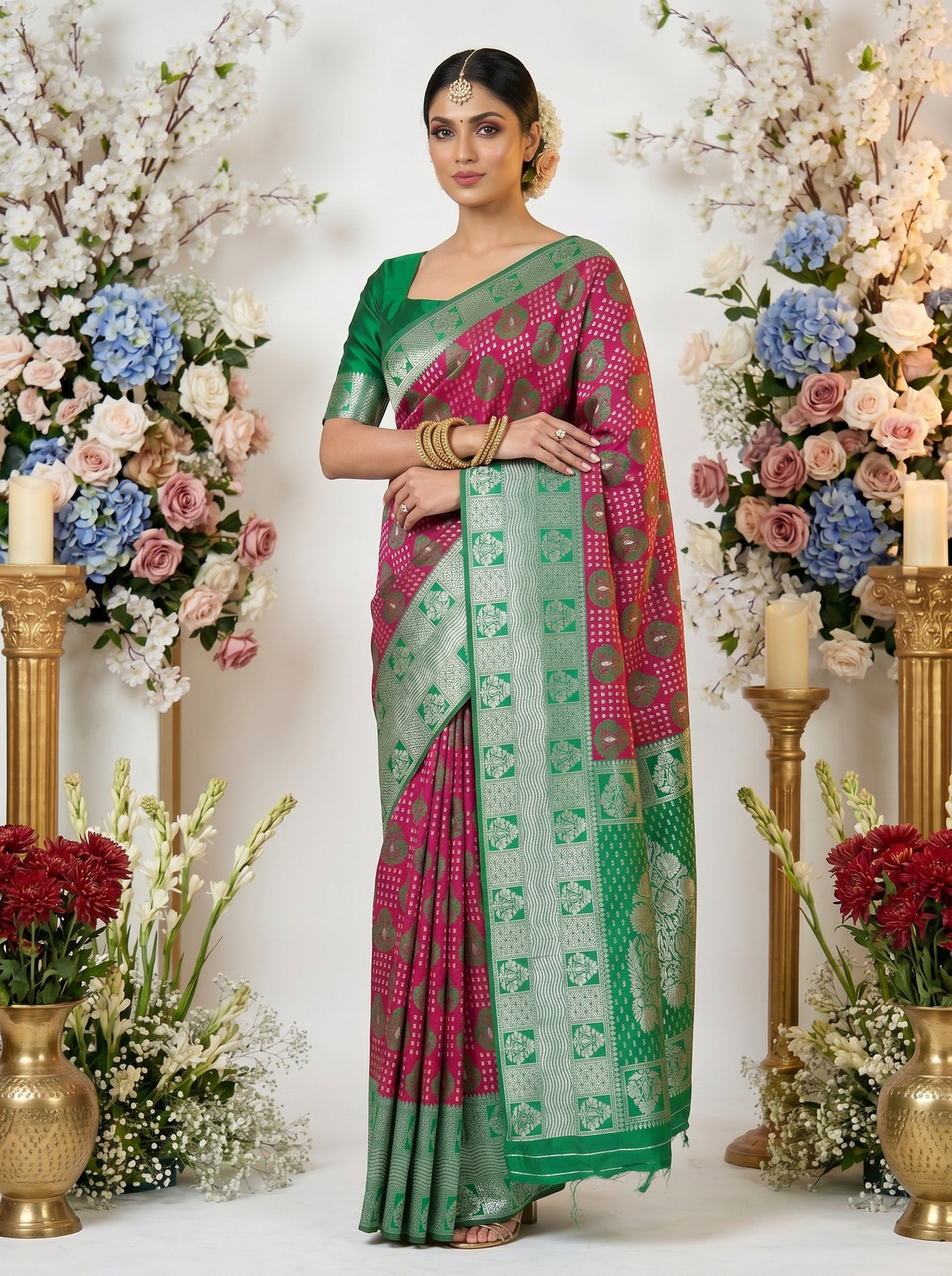 MIMOSA Rani Banarasi Art Silk Saree — pose 5 styling detail
