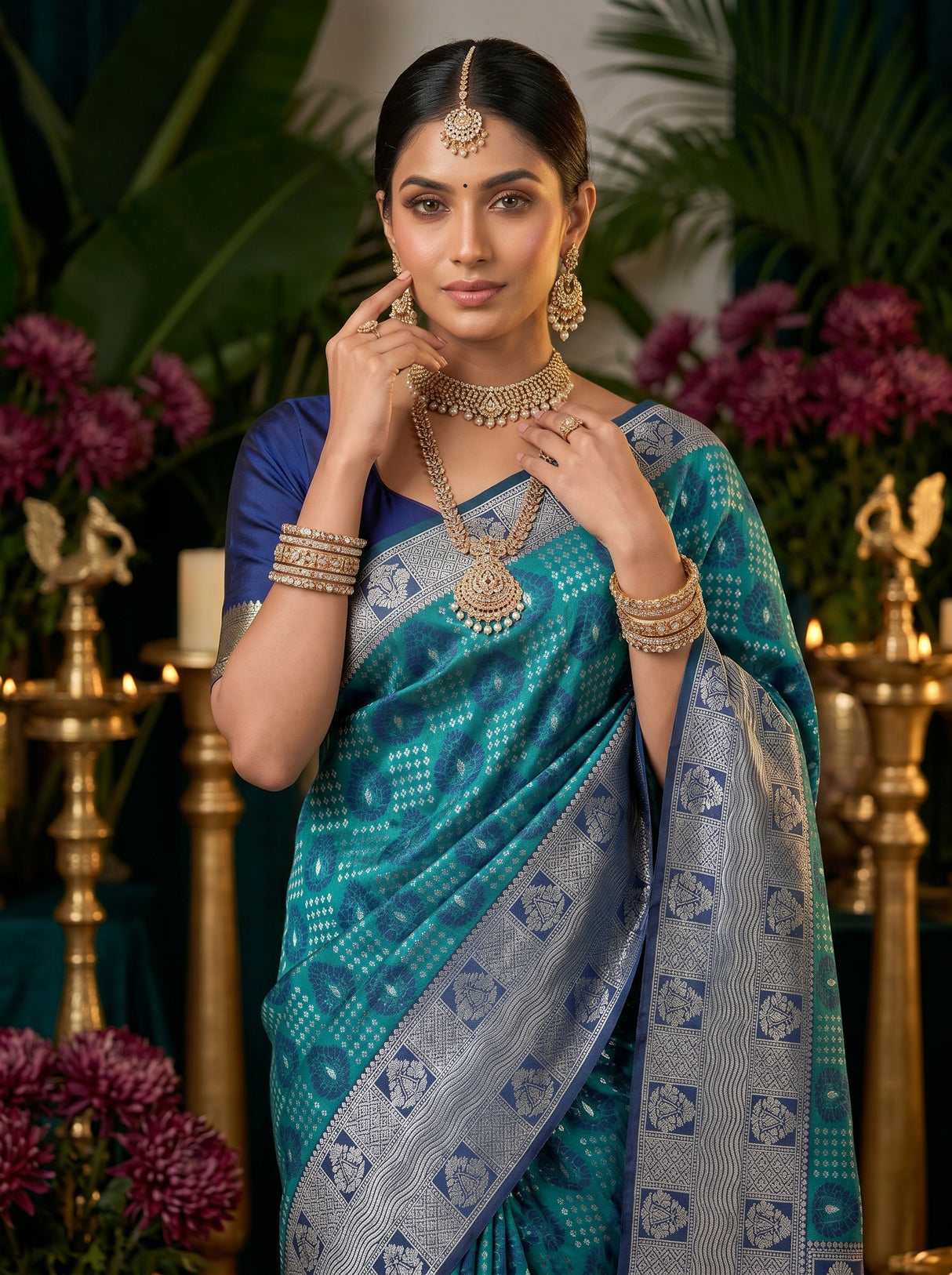MIMOSA Sapphire Banarasi Art Silk Saree — pose 10 styling detail