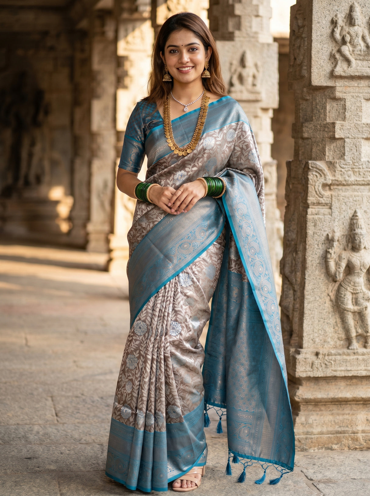 MIMOSA Ananda Kanjivaram Art silk Saree β Pallu and body detail