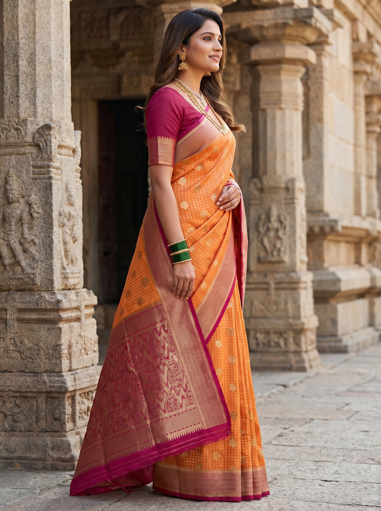 MIMOSA Parrot Royal Blue Mysore Silk crepe Saree β Pallu and Body Detail