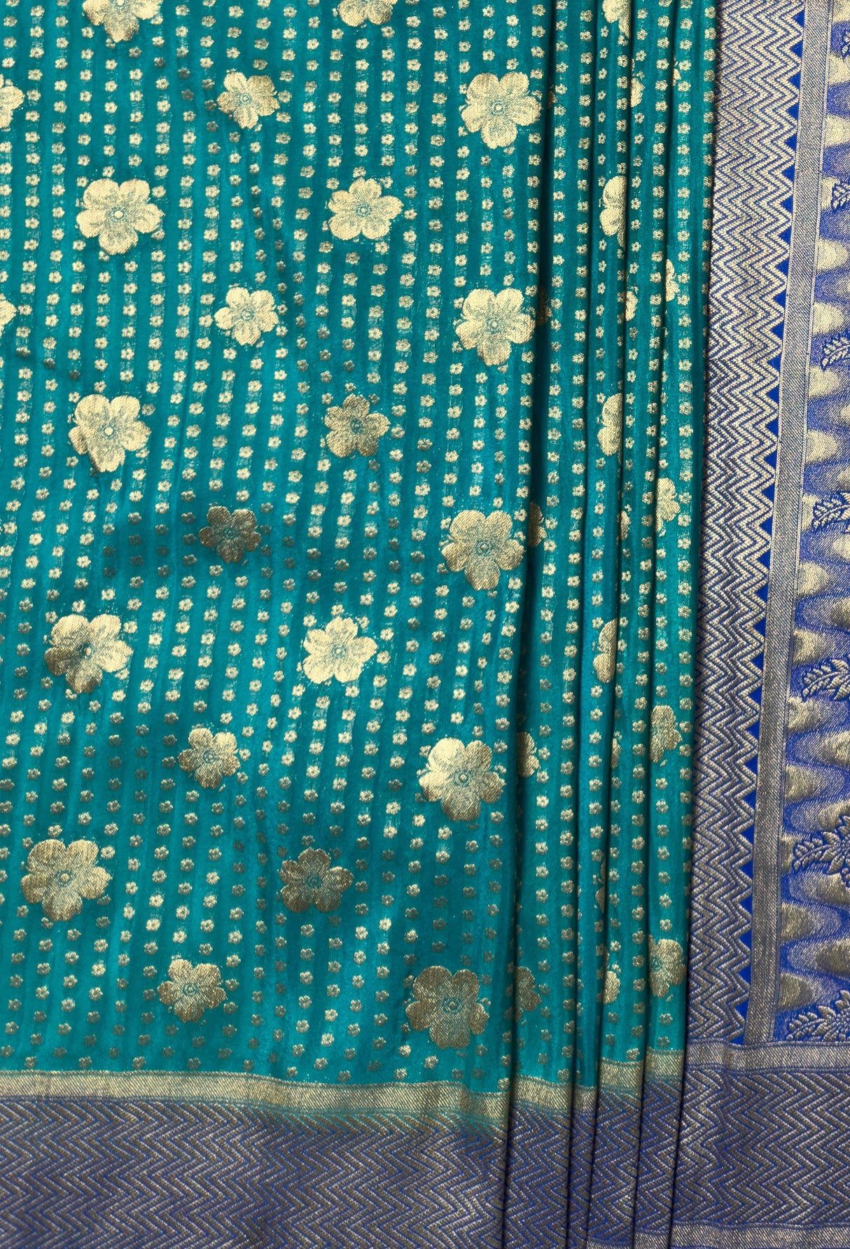 MIMOSA Parrot Royal Blue Mysore Silk crepe Saree β fleets shot full lifestyle