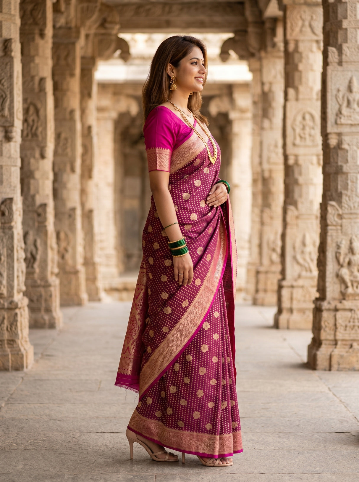 MIMOSA Parrot Royal Blue Mysore Silk crepe Saree β Pallu and Body Detail
