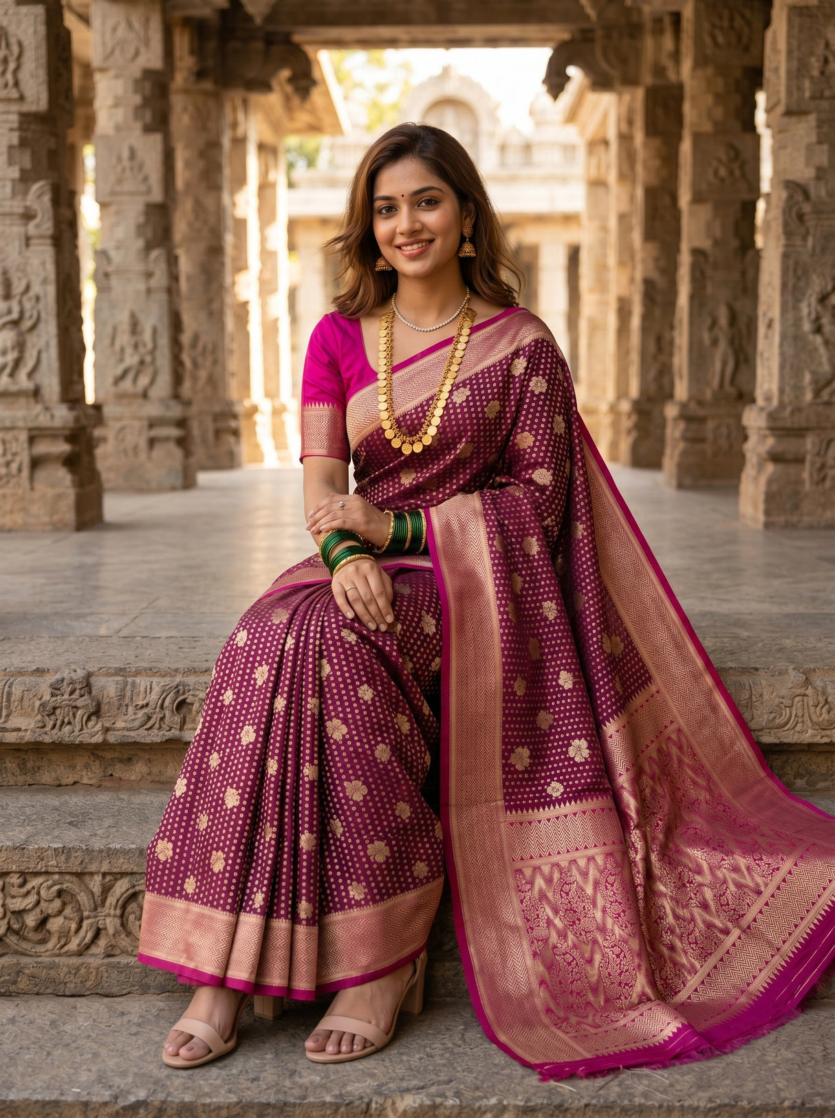 MIMOSA Parrot Royal Blue Mysore Silk crepe Saree β pose 8 styling detail