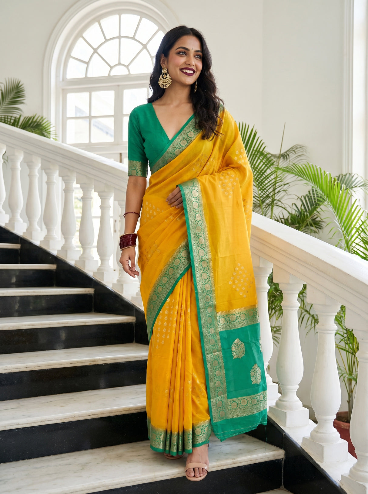 MIMOSA Gold Mysore Silk crepe Saree β pose 8 styling detail