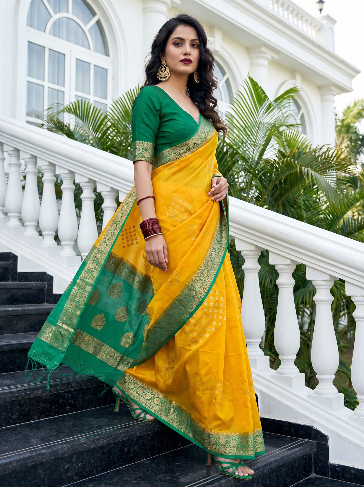 MIMOSA Gold Mysore Silk crepe Saree β pose 9 styling detail