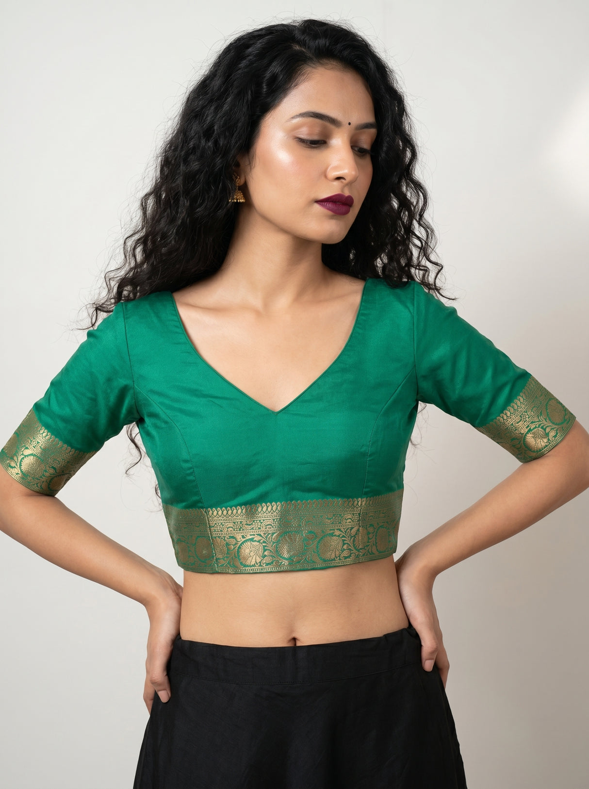 MIMOSA Gold Mysore Silk crepe Saree β blouse close-up