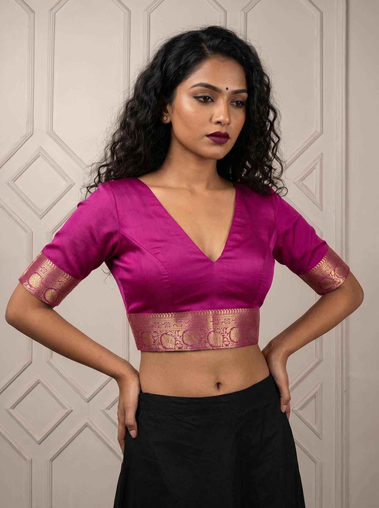 MIMOSA Rama Mysore Silk crepe Saree β blouse close-up