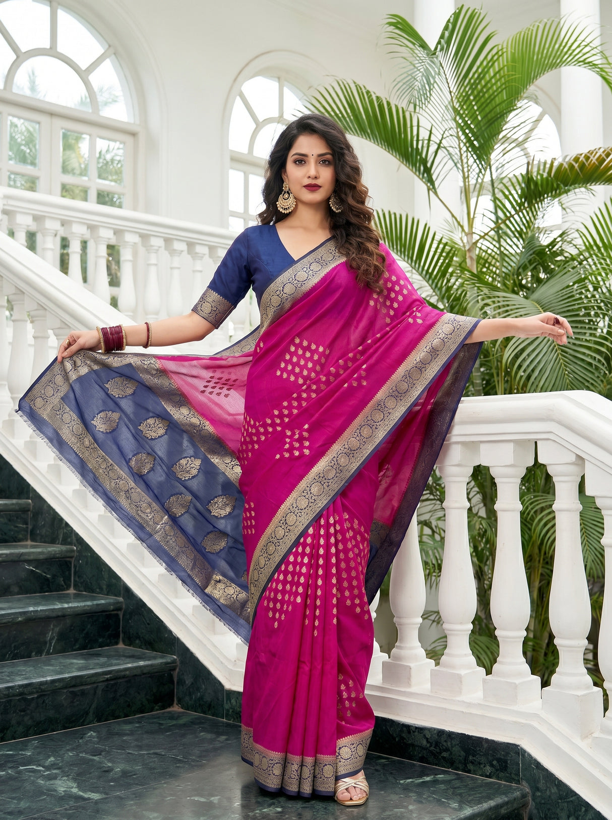 MIMOSA Rani Mysore Silk crepe Saree β pose 7 styling detail