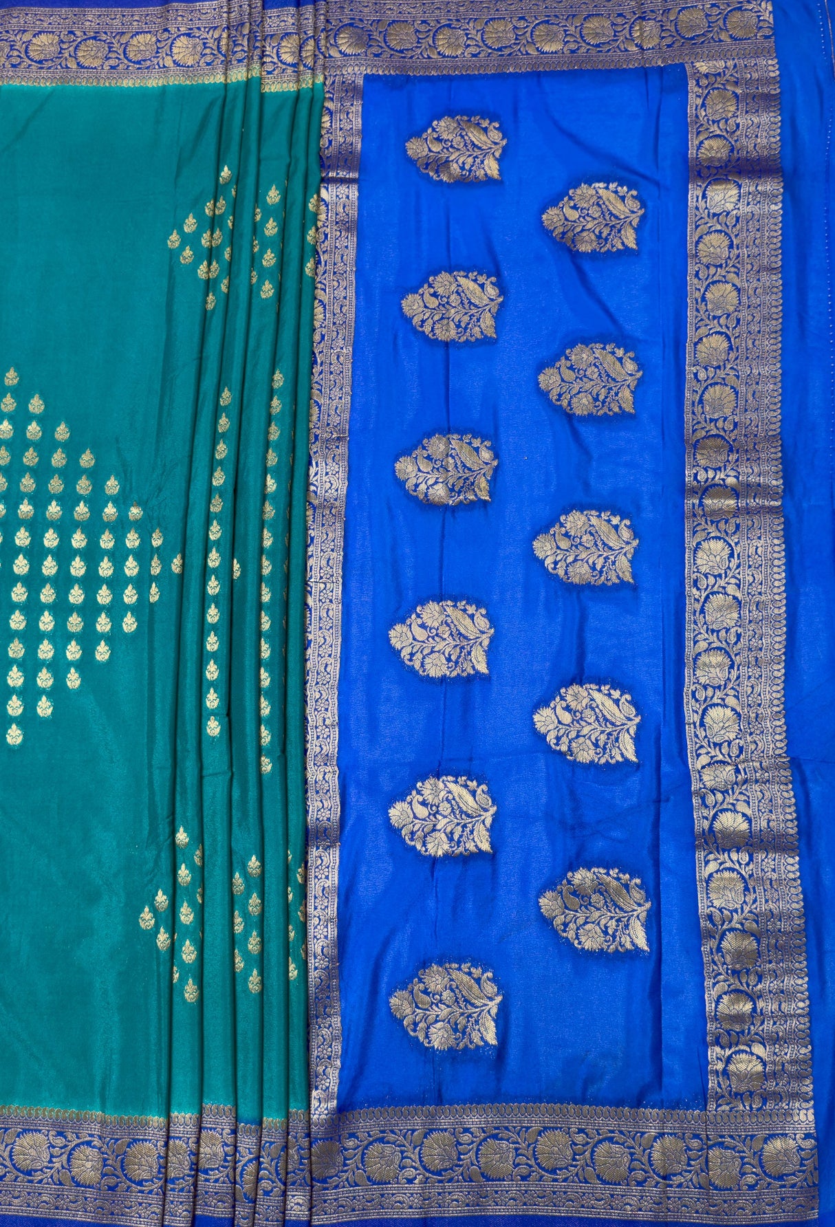 MIMOSA Saffire Mysore Silk crepe Saree β pallu and zari work detail
