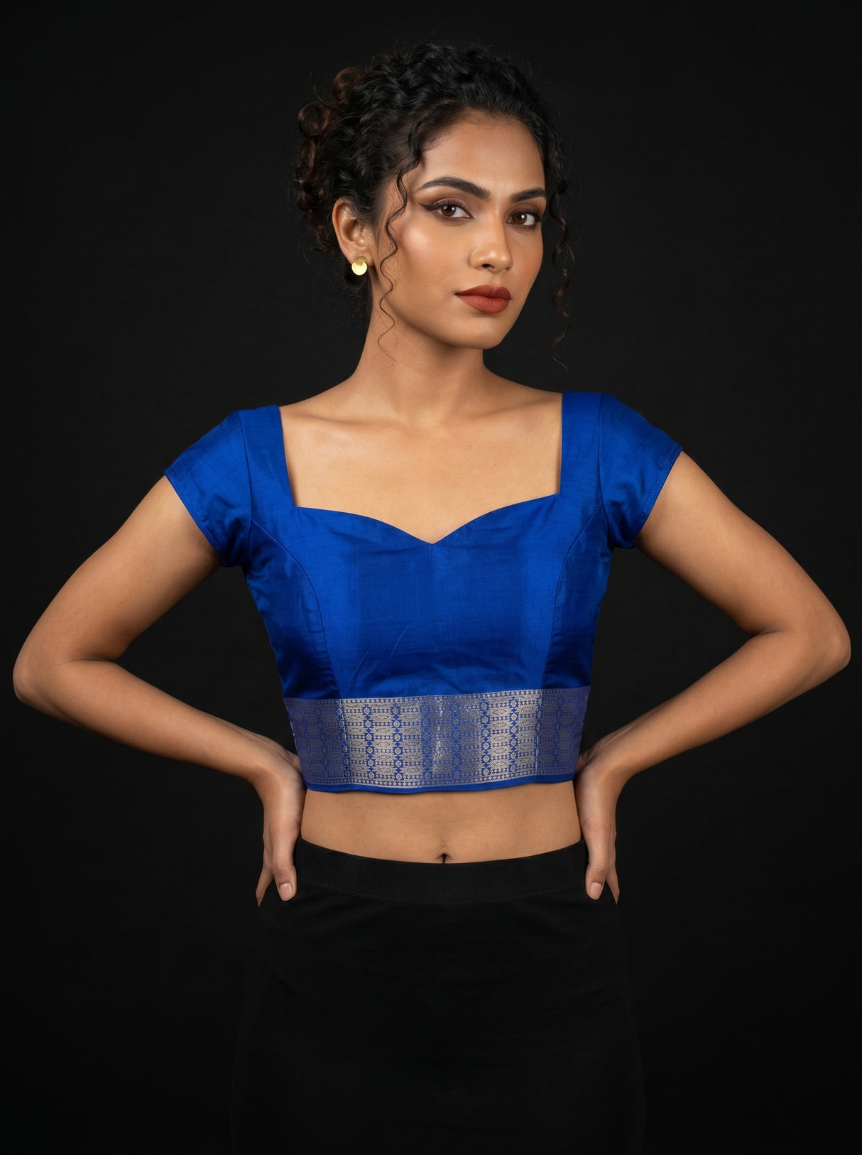 MIMOSA Saffire Banarasi Linen Saree β blouse close-up