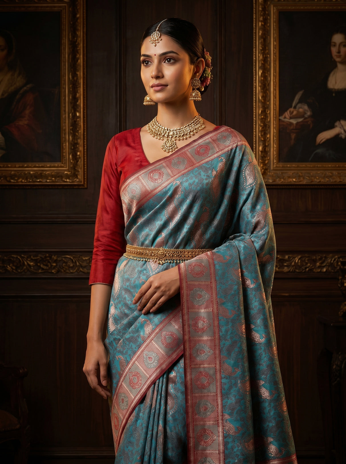 MIMOSA Royal Blue Kanjivaram Art silk Saree β Styled on Model