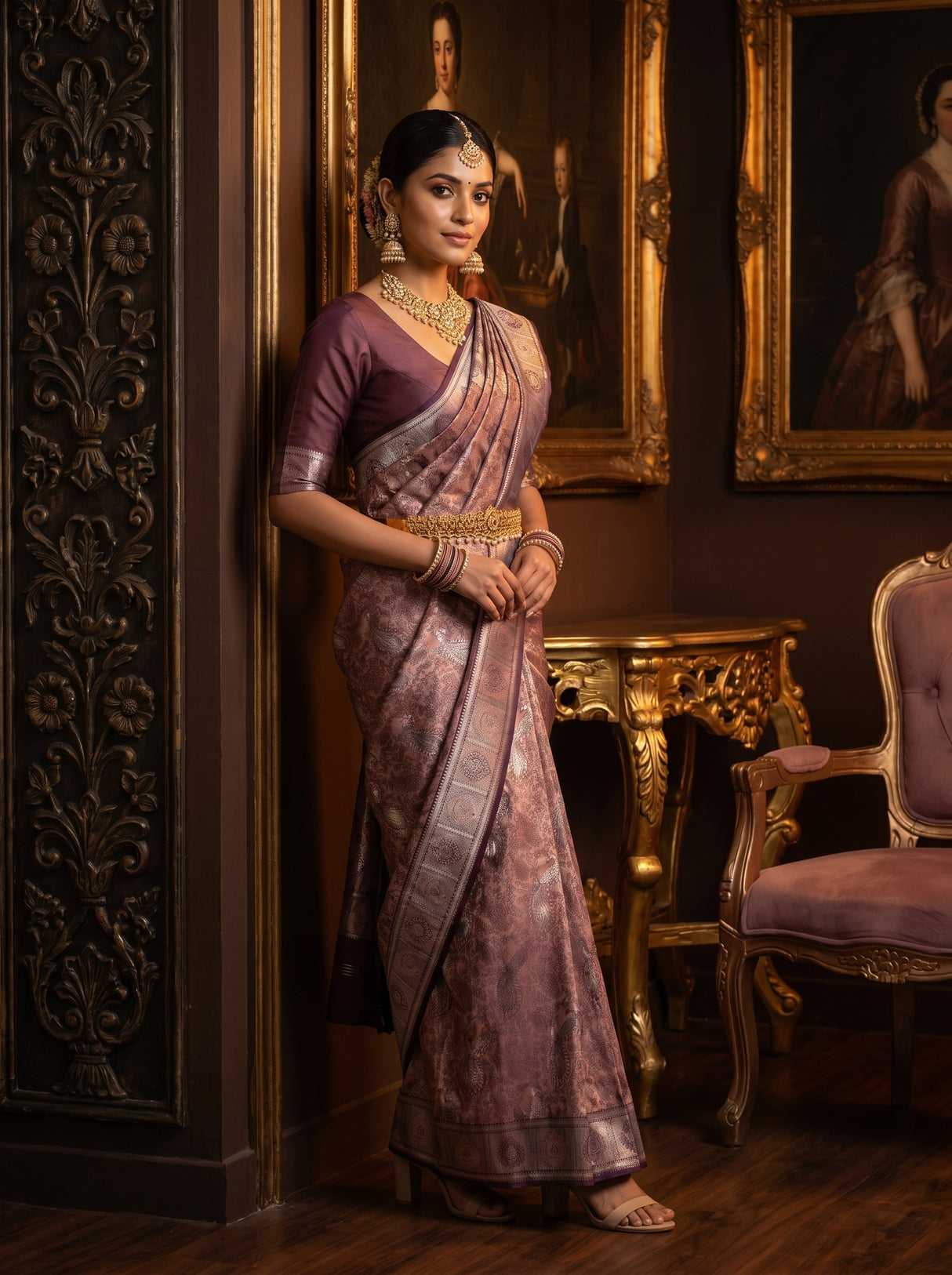 MIMOSA Pink Kanjivaram Art silk Saree β Styled on Model