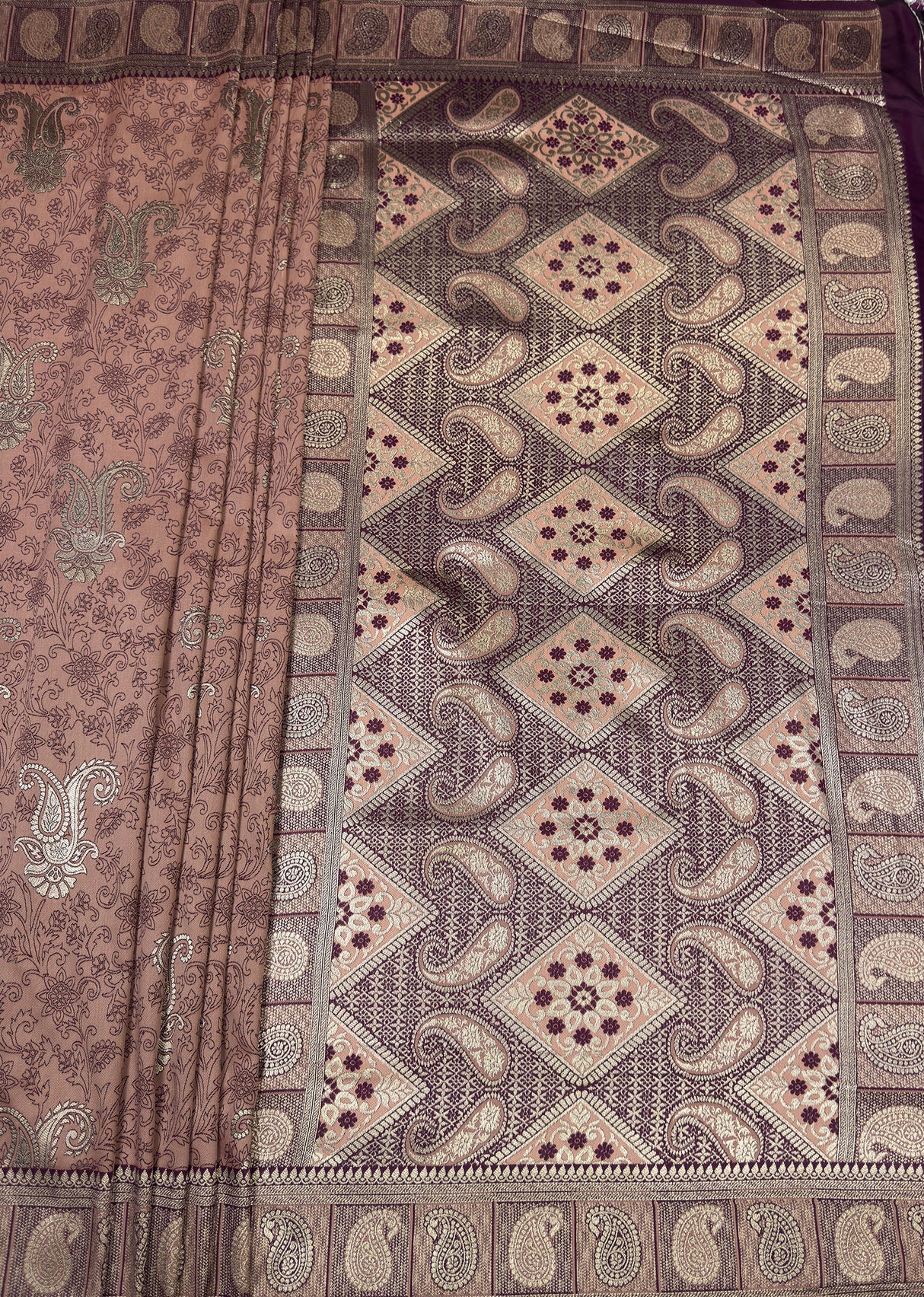MIMOSA Pink Kanjivaram Art silk Saree β pallu and zari work detail