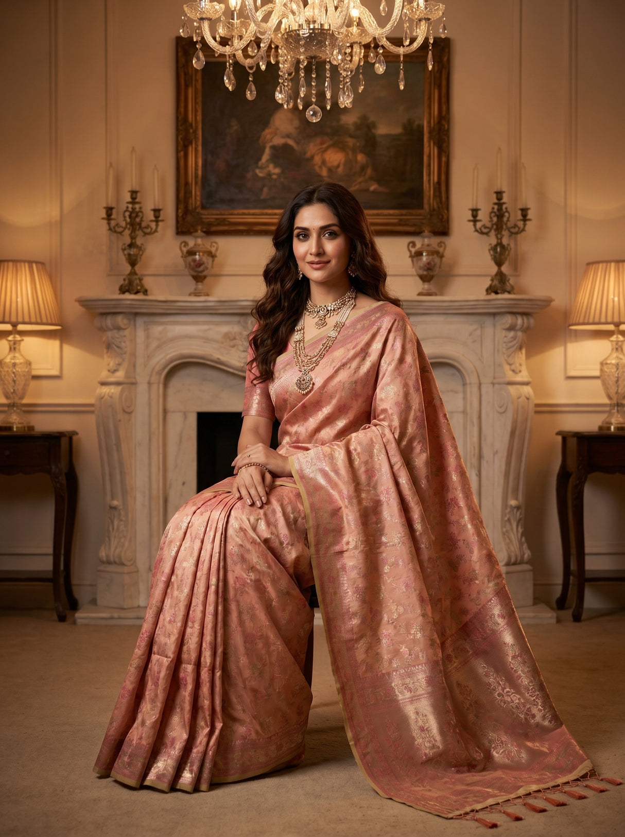 MIMOSA Pink Kanjivaram Art Silk Saree β pose 8 styling detail