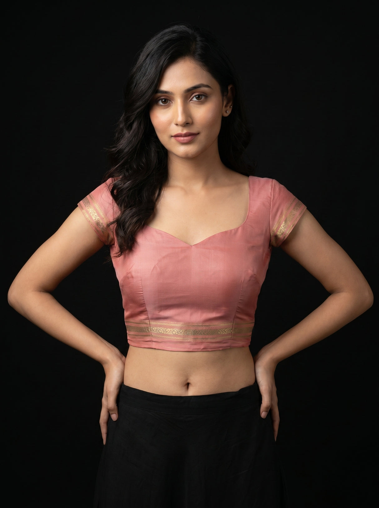 MIMOSA Pink Kanjivaram Art Silk Saree β blouse close-up