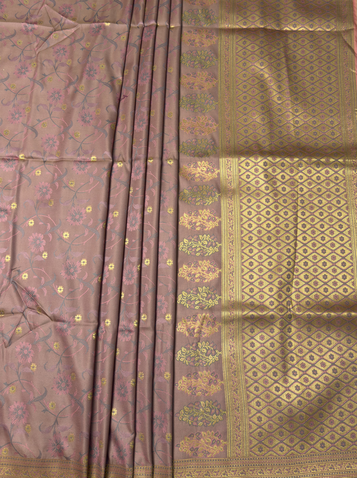 MIMOSA Pink Kanjivaram Art Silk Saree β pallu and zari work detail