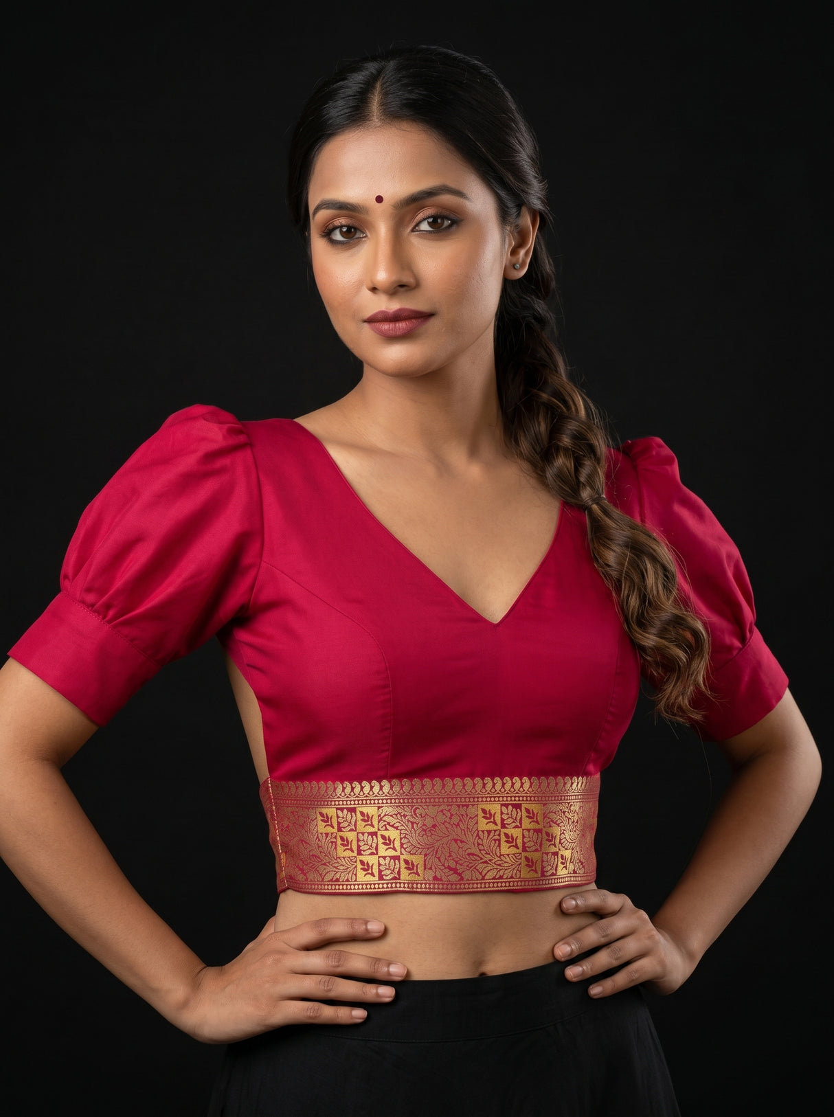 MIMOSA Gold Kanjivaram Art Silk Saree β blouse close-up