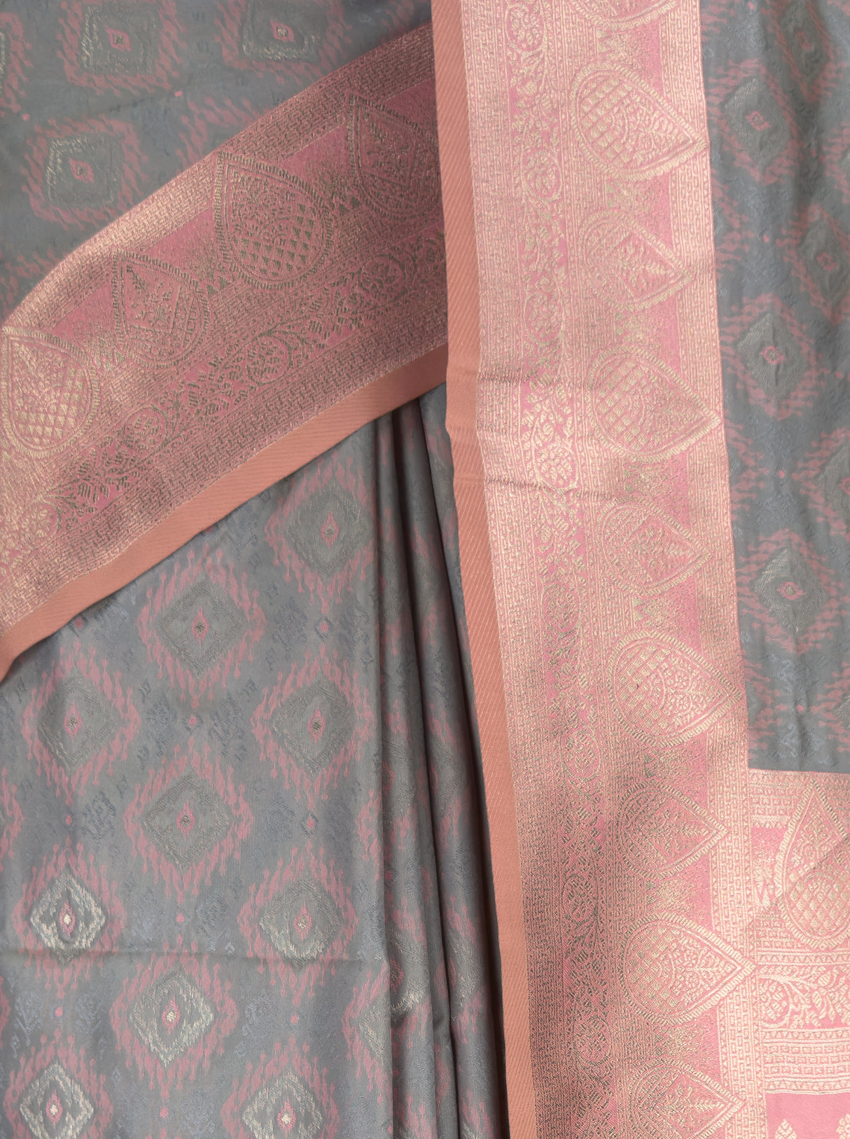 MIMOSA Grey Kanjivaram Art Silk Saree β fleets shot full lifestyle