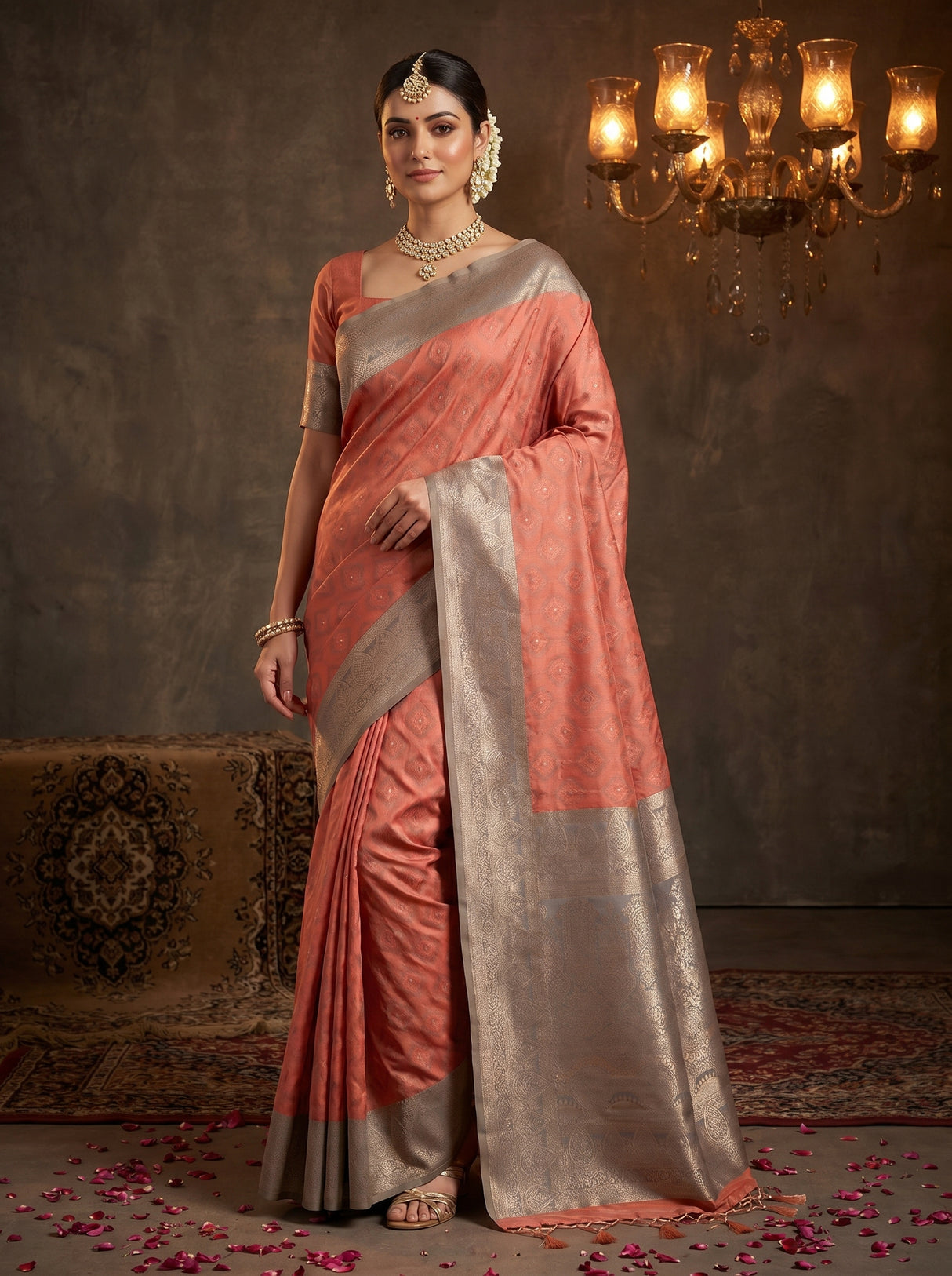 MIMOSA Pink Kanjivaram Art Silk Saree β Mannequin draped view
