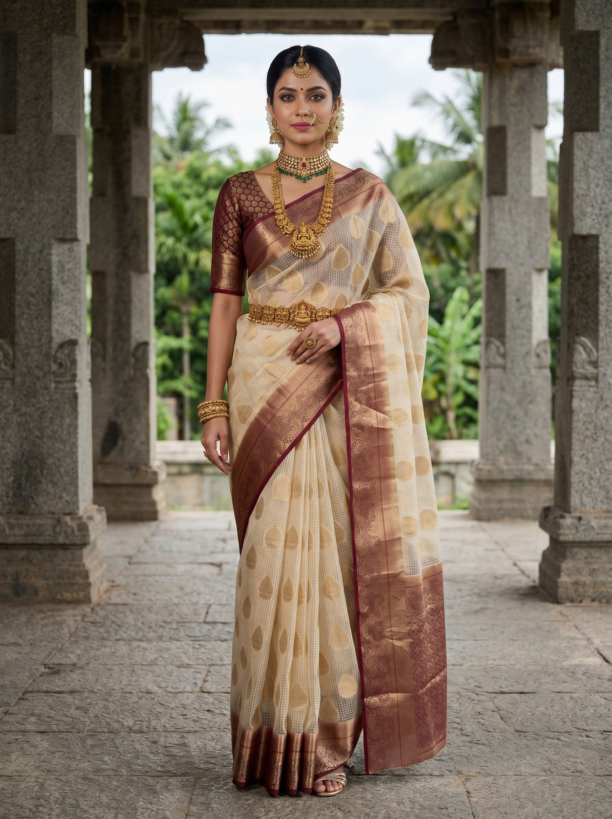 White Art Silk Saree