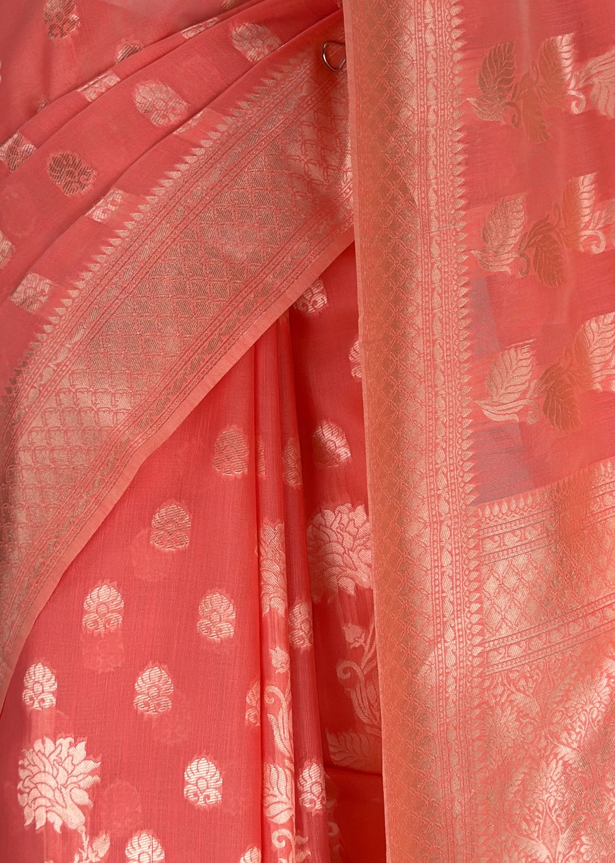 MIMOSA Gajari Banarasi Linen Saree β fleets shot full lifestyle