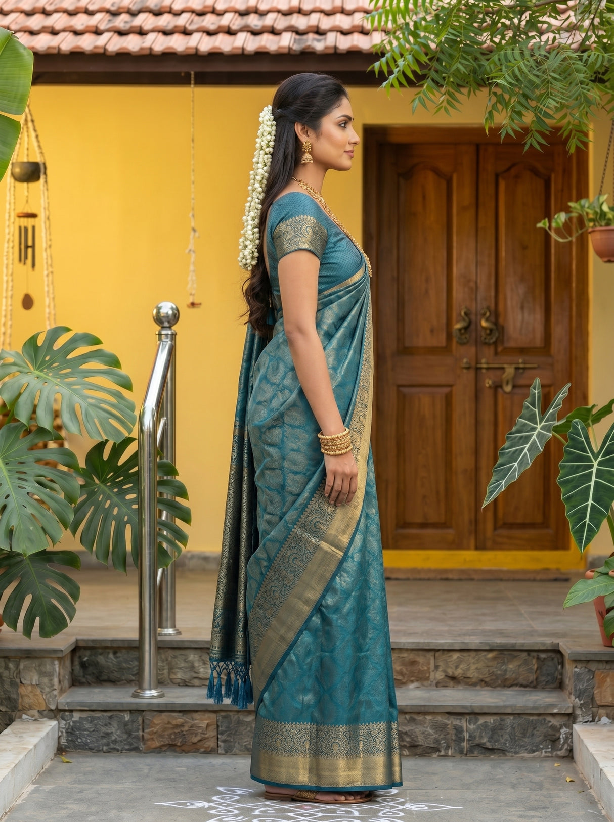 MIMOSA Ananda Kanjivaram Art Silk Saree — pose 3 styling detail