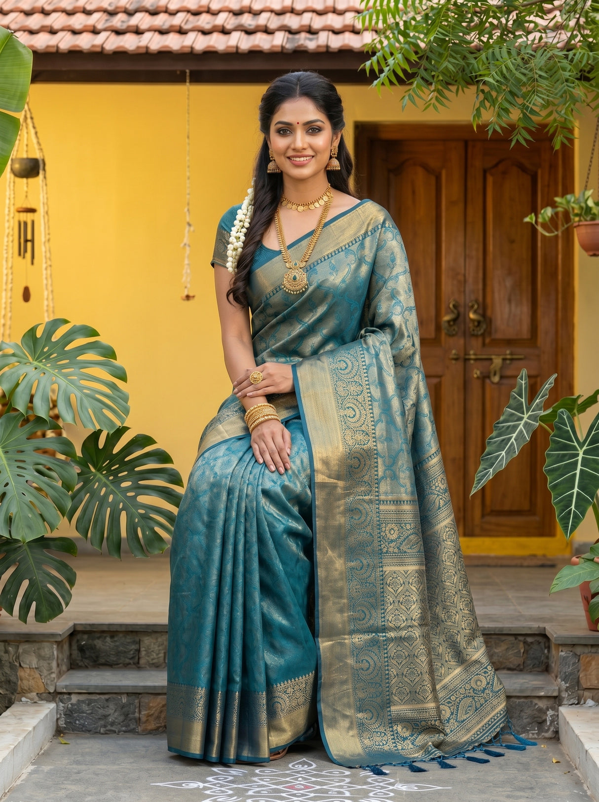 MIMOSA Ananda Kanjivaram Art Silk Saree — pose 8 styling detail