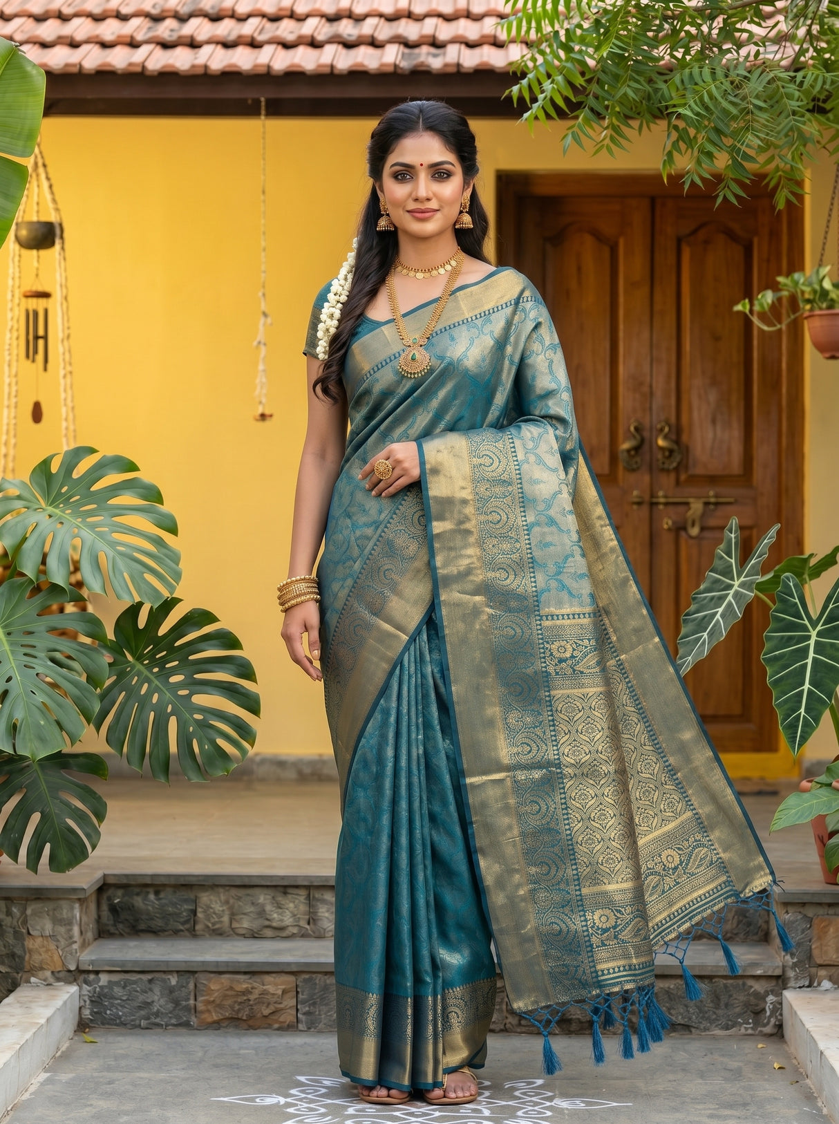 MIMOSA Ananda Kanjivaram Art Silk Saree — pose 9 styling detail