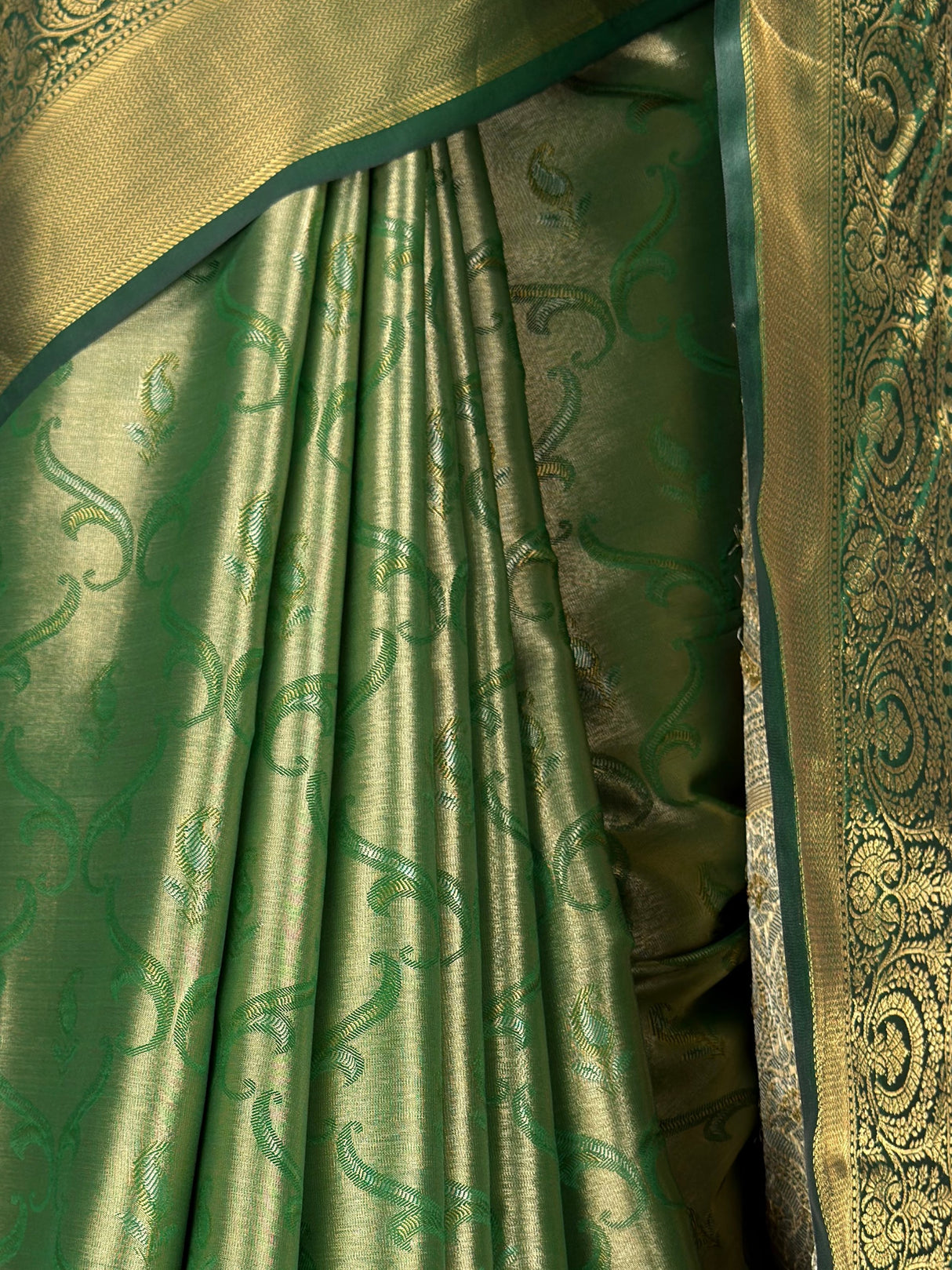 MIMOSA Green Kanjivaram Art Silk Saree — fleets shot full lifestyle