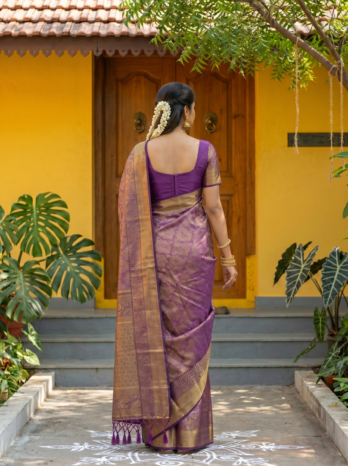 MIMOSA Magenta Kanjivaram Art Silk Saree — pose 2 styling detail